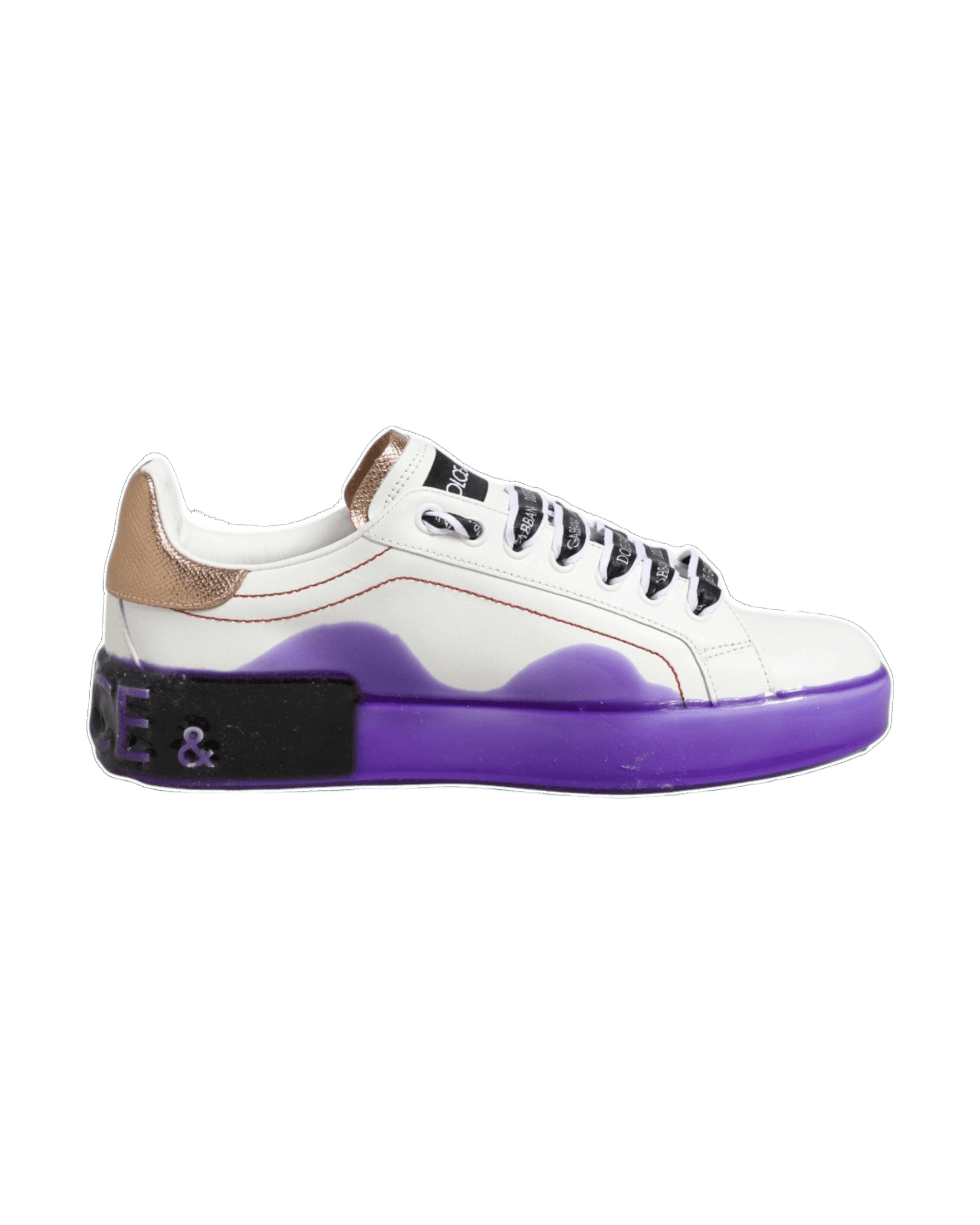 Dolce & Gabbana White Leather Purple Low Top Sneaker Shoes Glam Steals