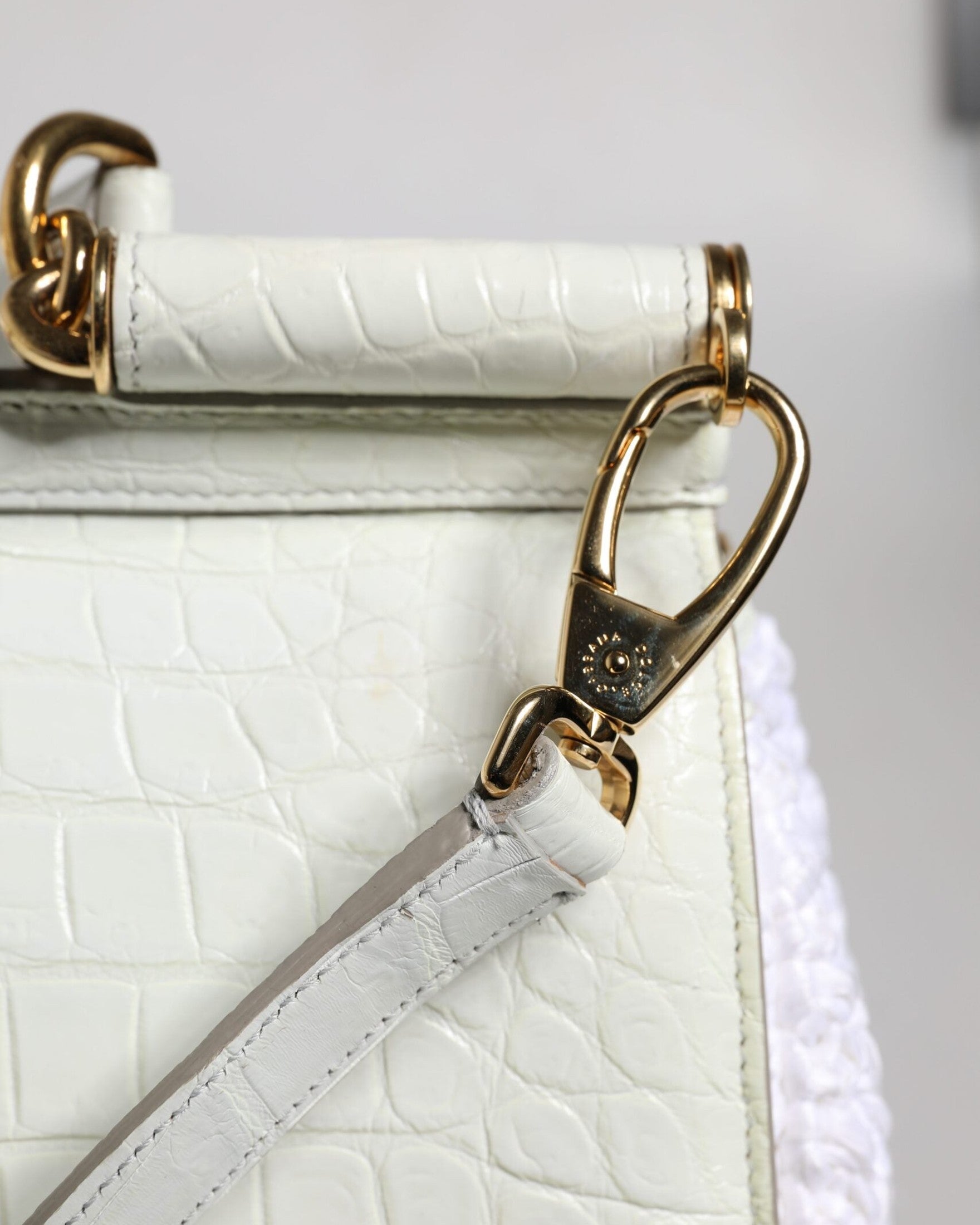 Dolce & Gabbana White Leather Rafia Top Handle Crossbody Bag Glam Steals
