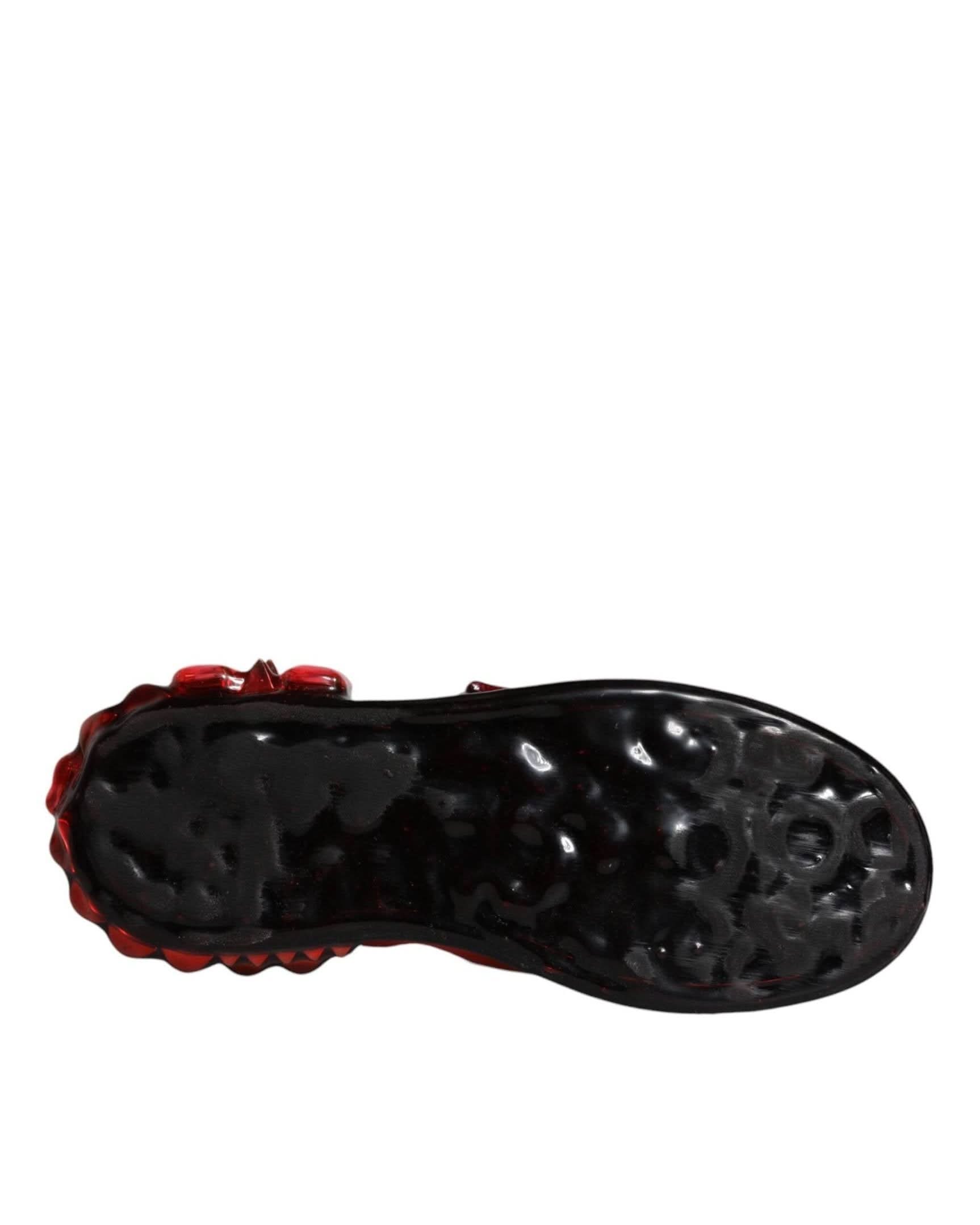 Dolce & Gabbana White Leather Red Crystals Portofino Sneakers Shoes Sneakers