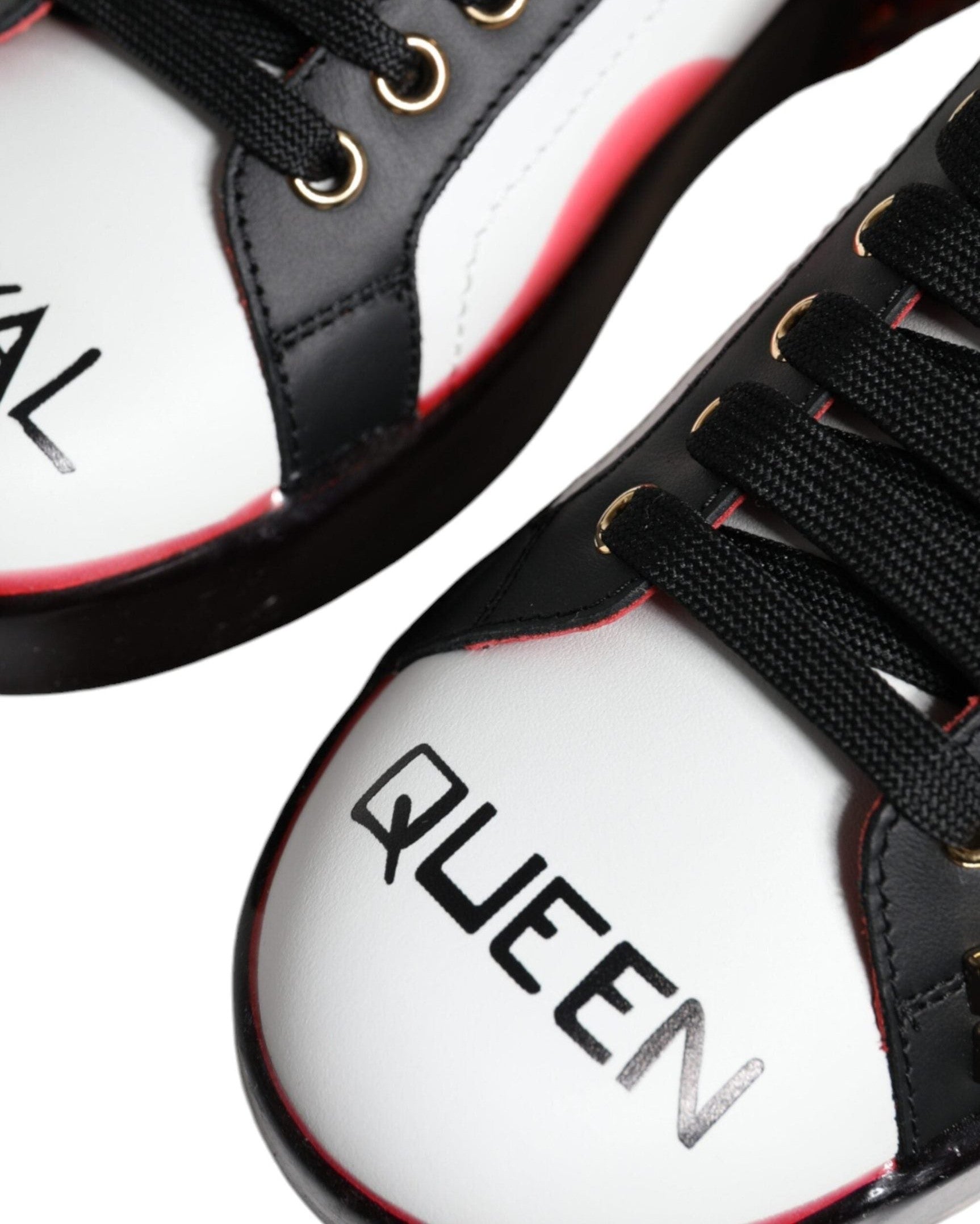 Dolce & Gabbana White Leather Red Crystals Portofino Sneakers Shoes Sneakers