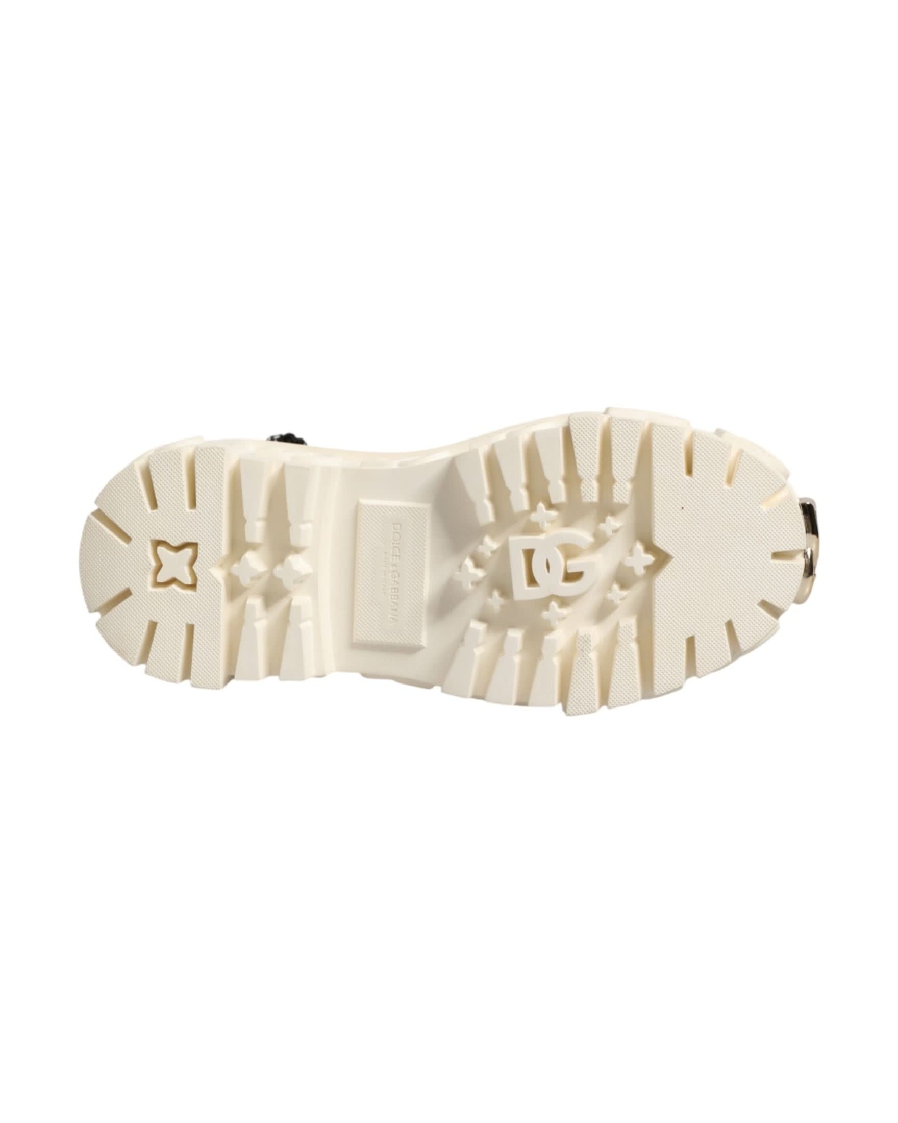 Dolce & Gabbana White Leather Rubber Logo Ankle Boots Shoes Boots