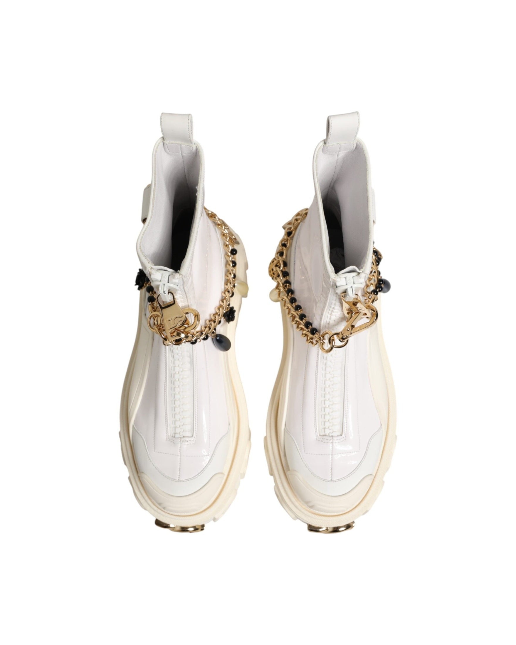 Dolce & Gabbana White Leather Rubber Logo Ankle Boots Shoes Glam Steals