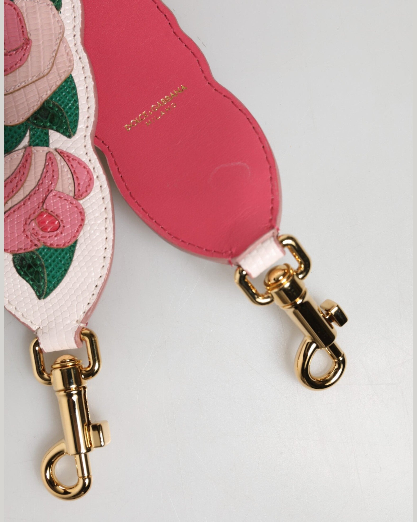 Dolce & Gabbana White Leather Strap Floral Calf Bag Accessory Shoulder Handbag & Wallet Accessories