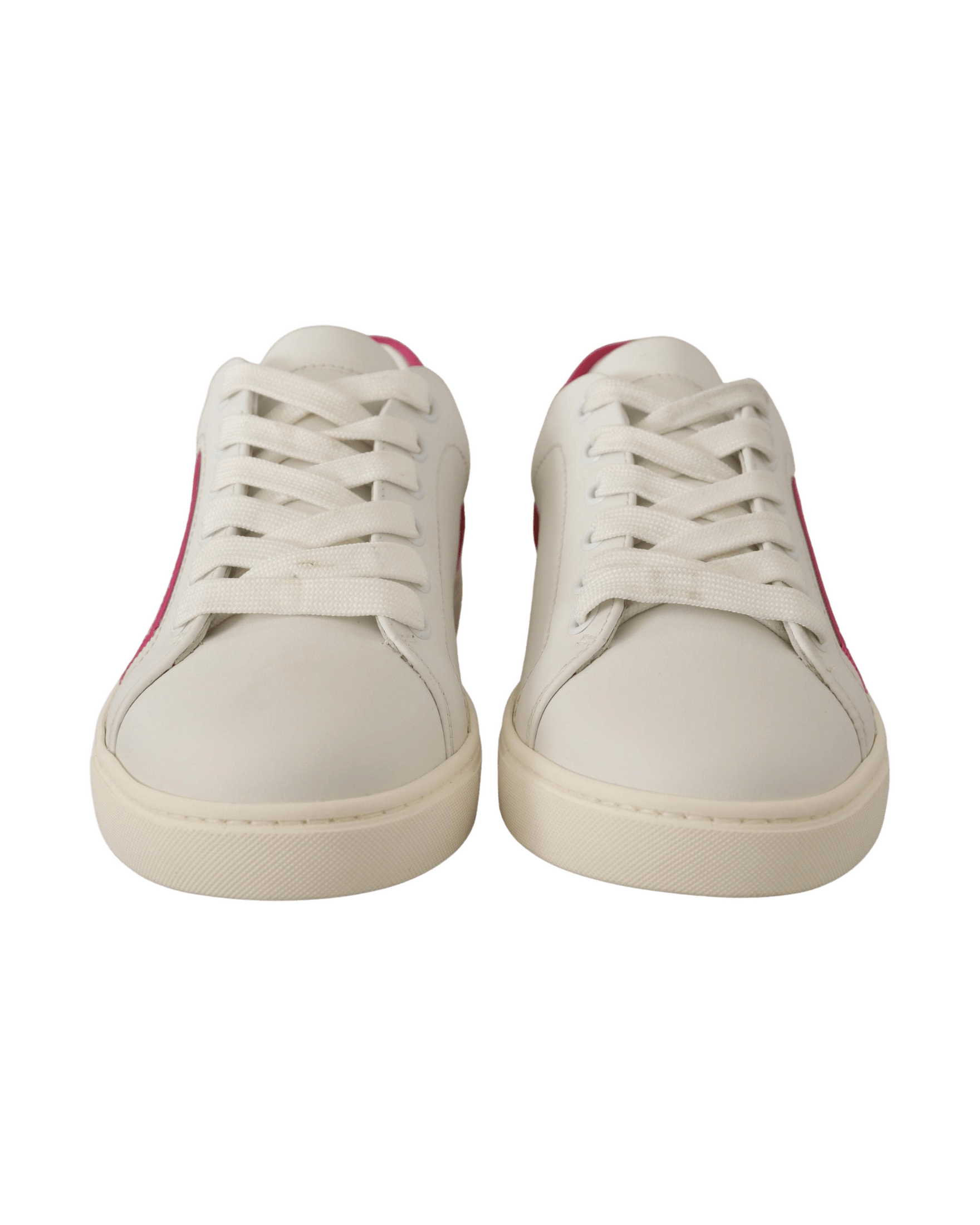 Dolce & Gabbana White Leather Pink Low Top Sneakers Shoes Sneakers