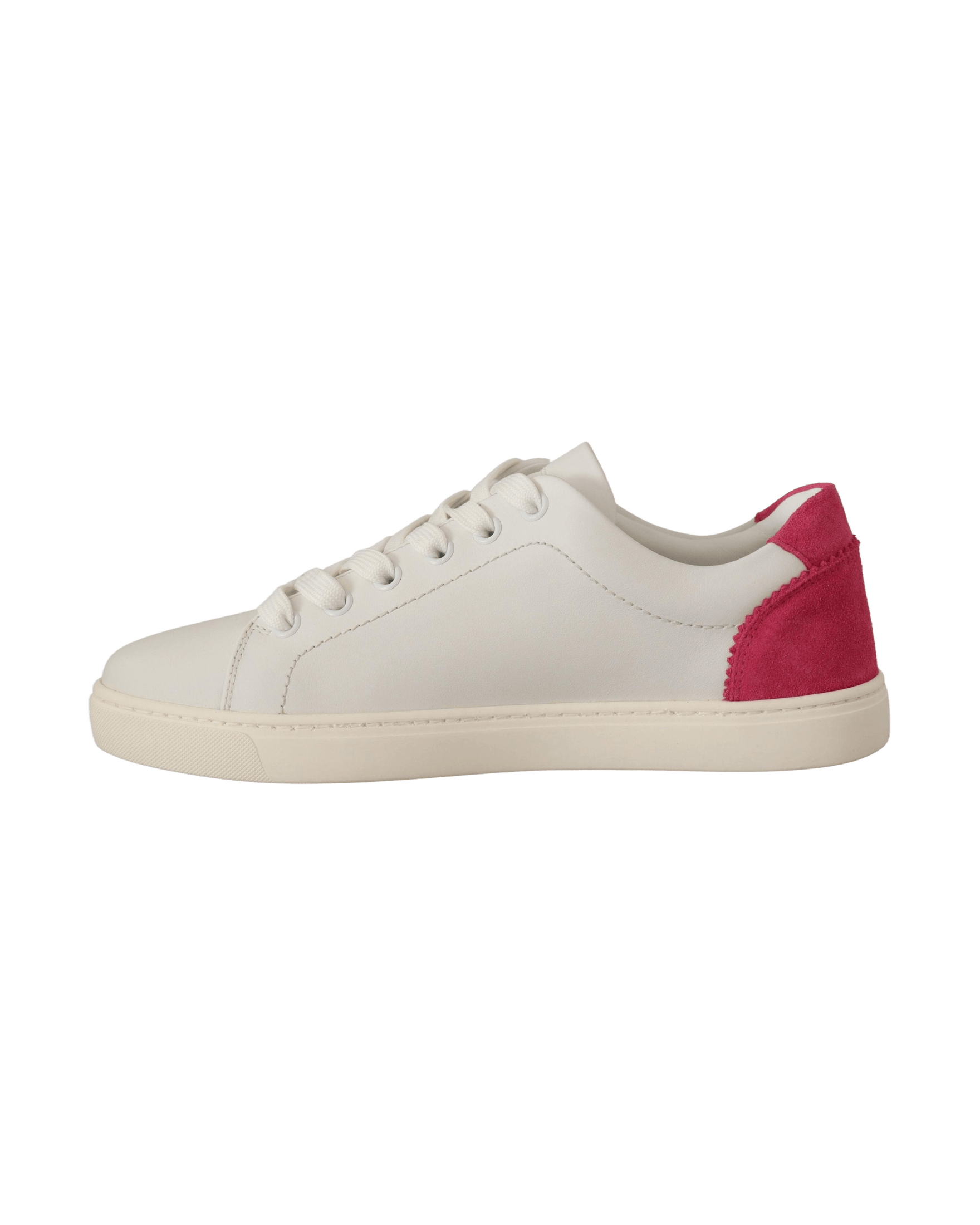 Dolce & Gabbana White Leather Pink Low Top Sneakers Shoes Sneakers