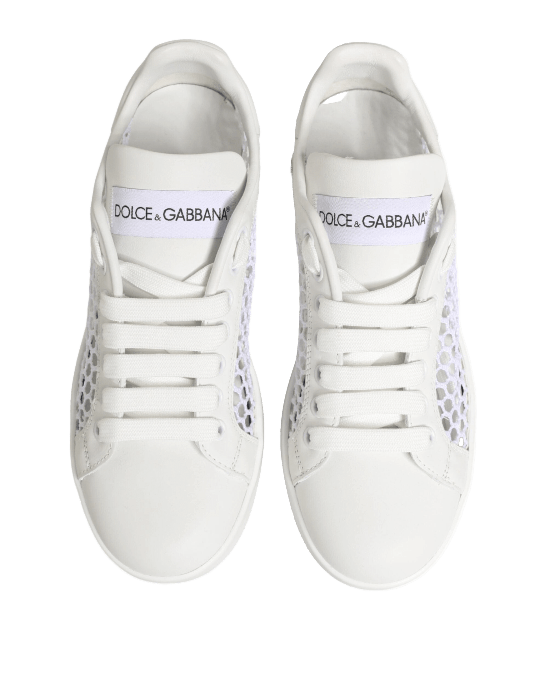 Dolce & Gabbana White Mesh Inserts Low Top Sneakers Shoes Sneakers