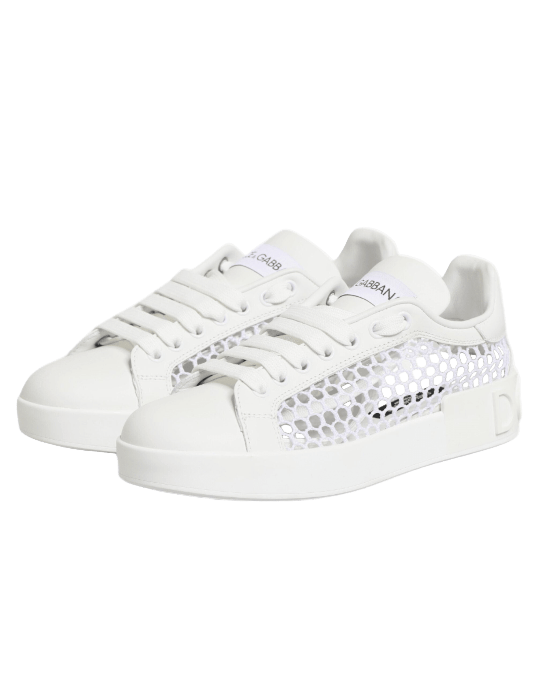 Dolce & Gabbana White Mesh Inserts Low Top Sneakers Shoes Sneakers