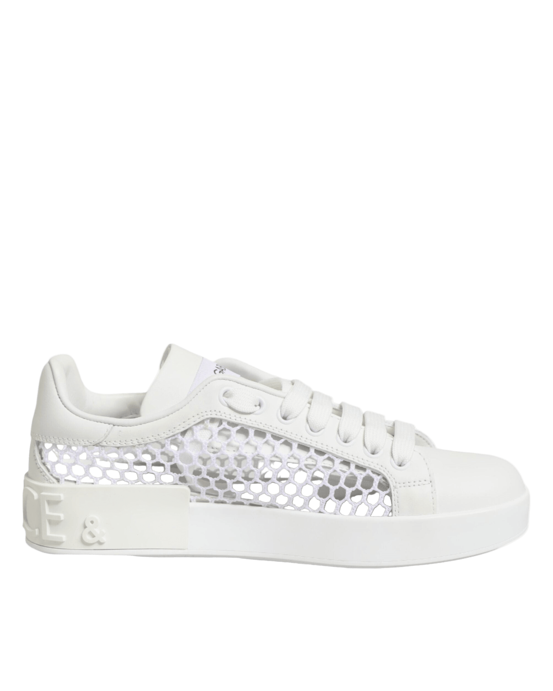 Dolce & Gabbana White Mesh Inserts Low Top Sneakers Shoes Glam Steals