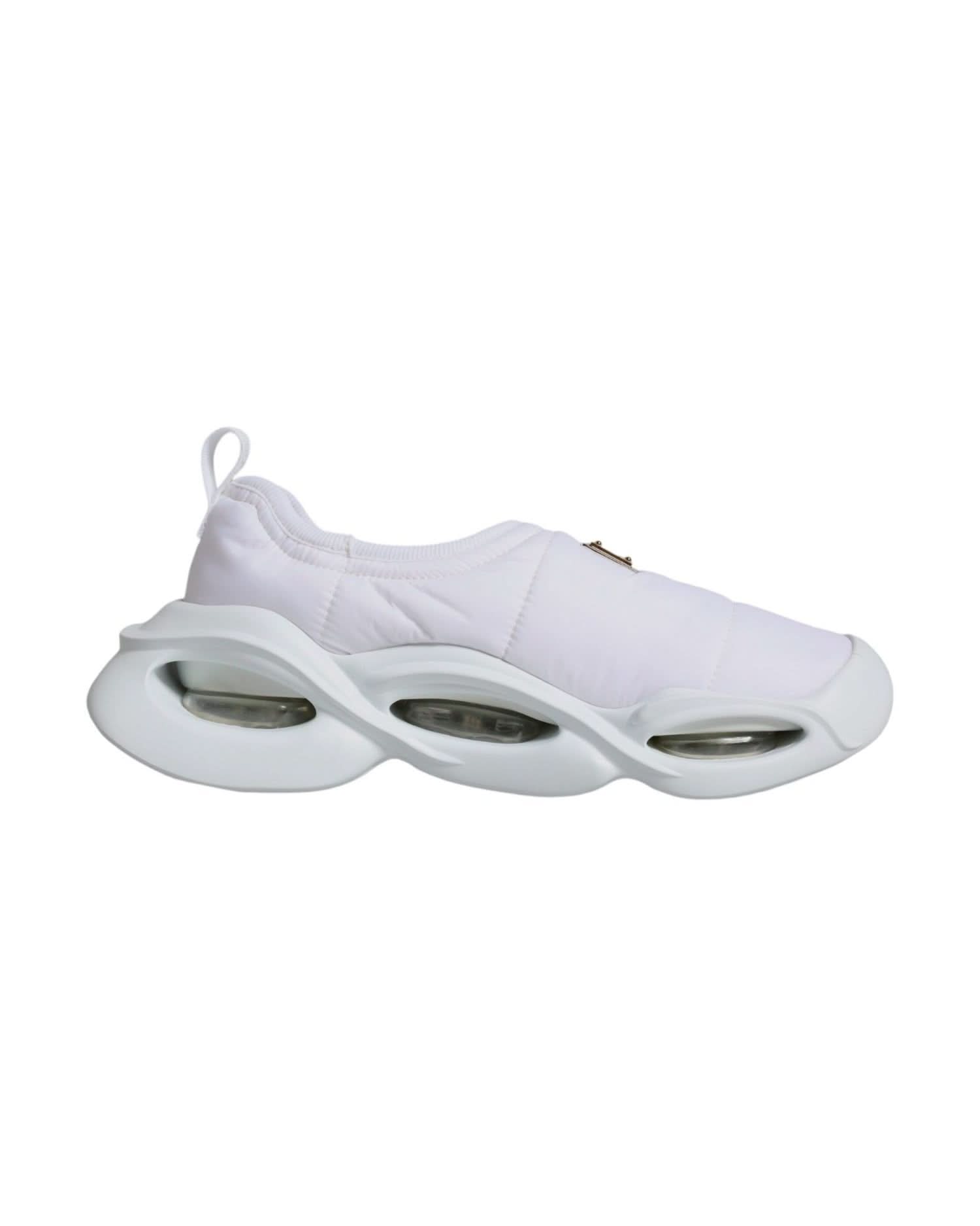 Dolce & Gabbana White Padded Fabric Low Top Sneakers Shoes Sneakers