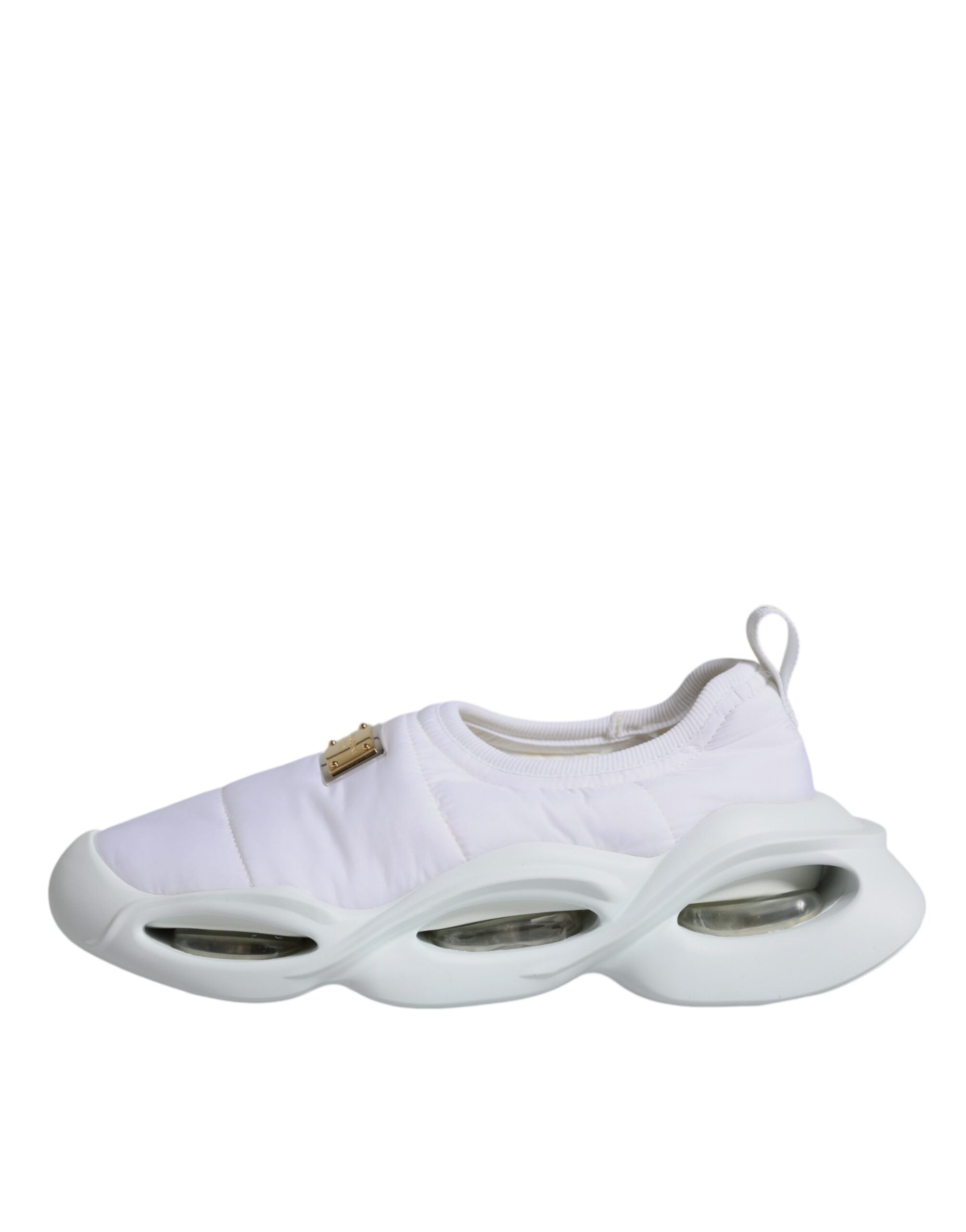 Dolce & Gabbana White Padded Fabric Low Top Sneakers Shoes Glam Steals
