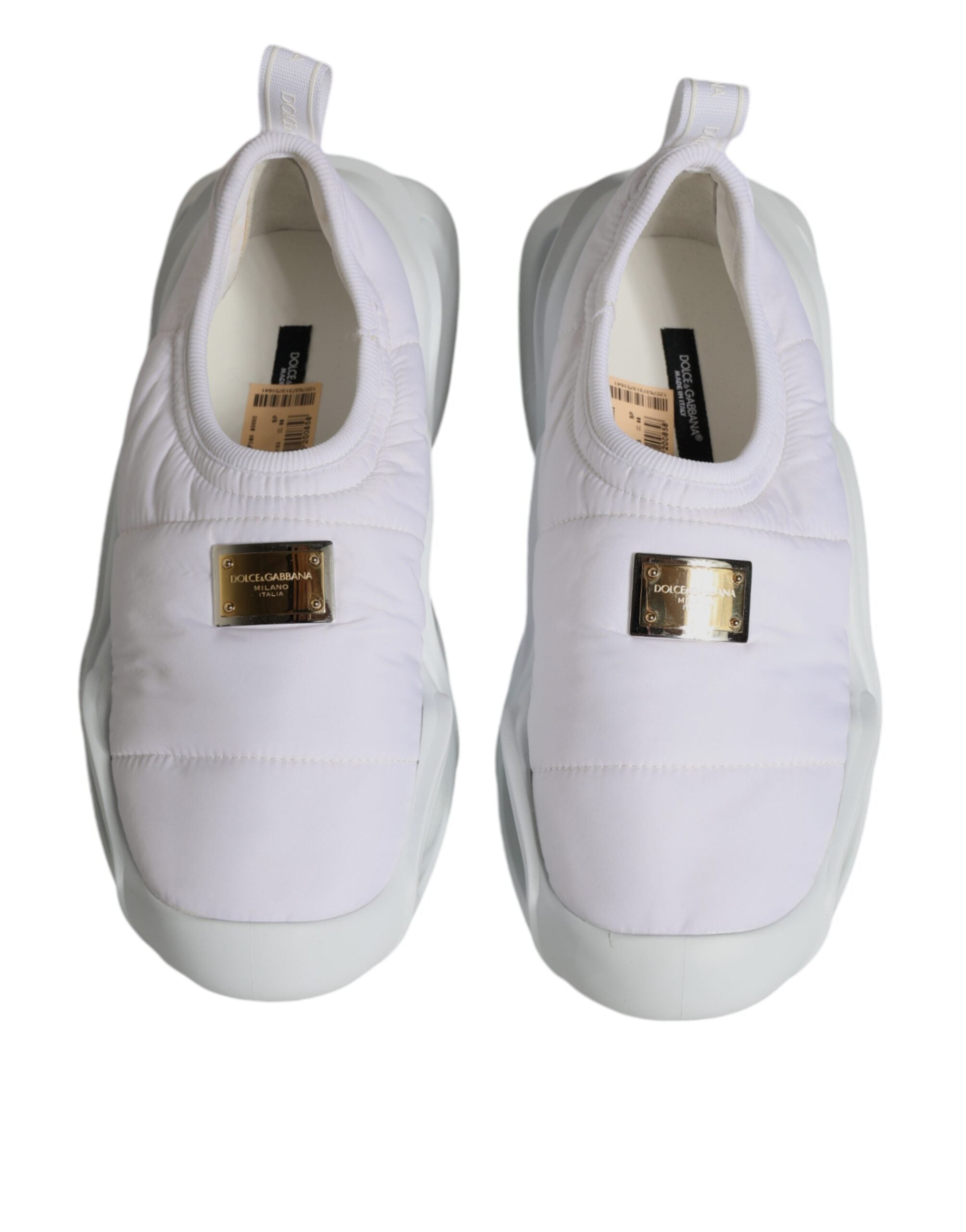 Dolce & Gabbana White Padded Fabric Low Top Sneakers Shoes Glam Steals