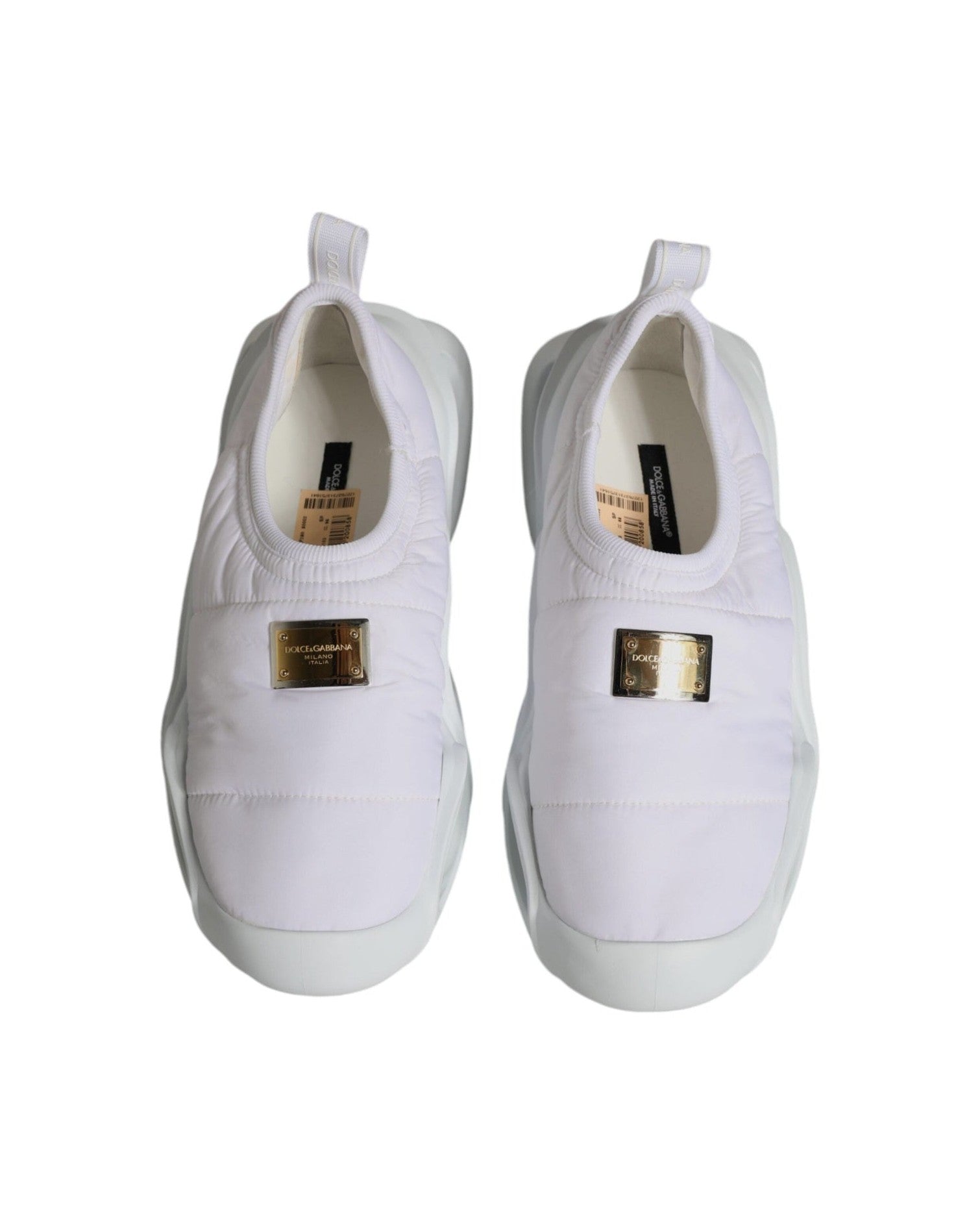 Dolce & Gabbana White Padded Fabric Low Top Sneakers Shoes Glam Steals