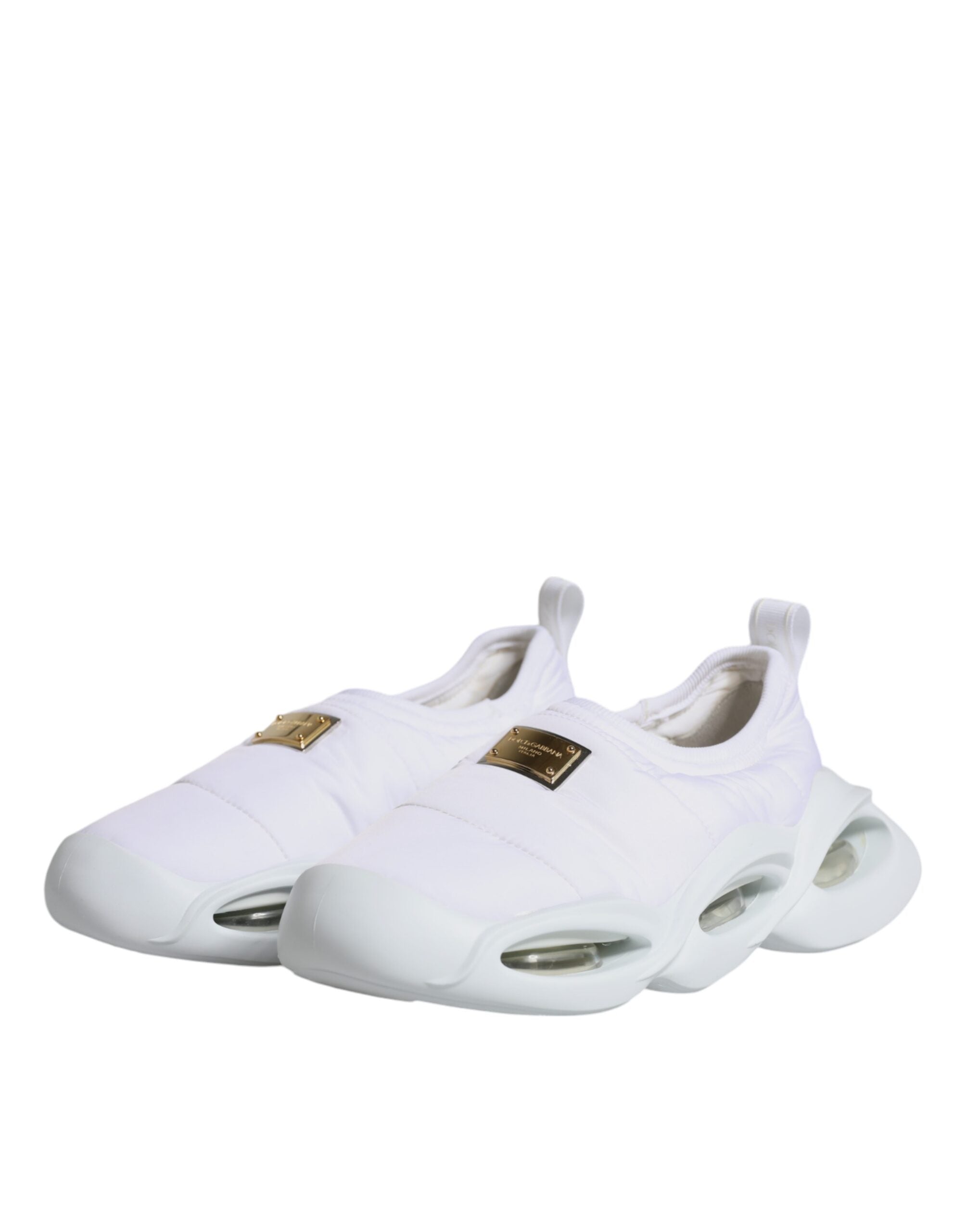 Dolce & Gabbana White Padded Fabric Low Top Sneakers Shoes Glam Steals