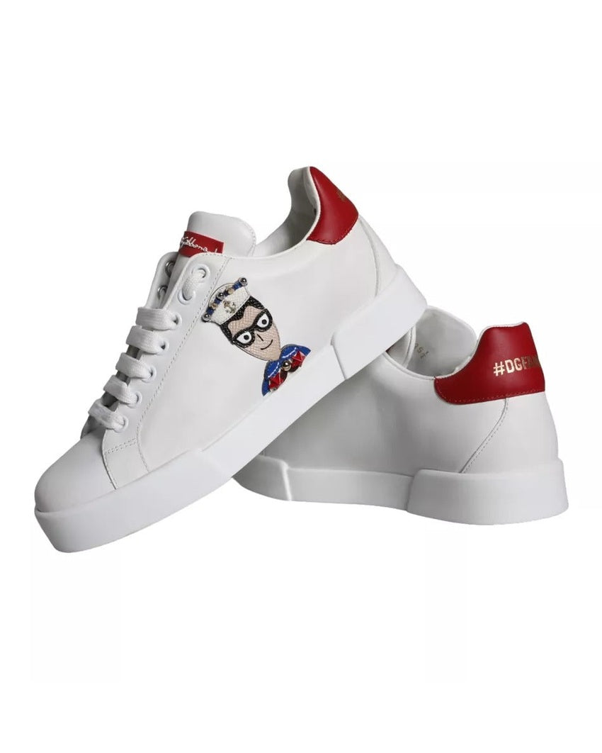 Dolce & Gabbana White Patch Calfskin Nappa Portofino Sneakers Sneakers