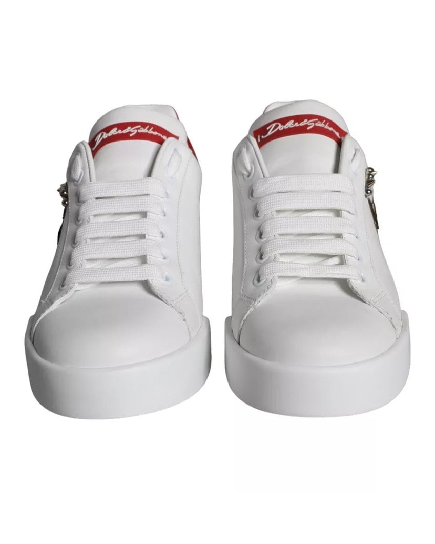 Dolce & Gabbana White Patch Calfskin Nappa Portofino Sneakers Sneakers