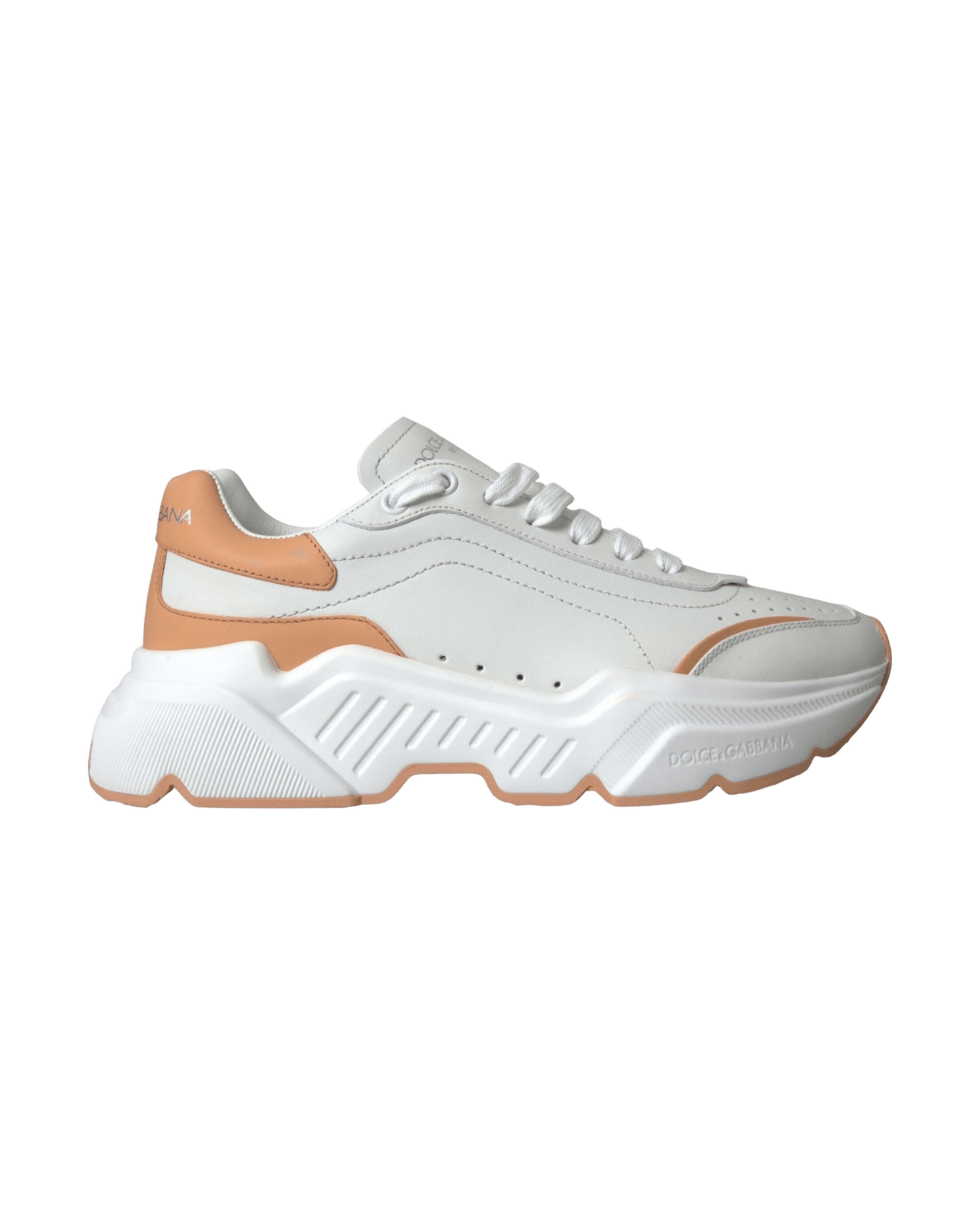 Dolce & Gabbana White Peach Daymaster Leather Sneakers Shoes Glam Steals