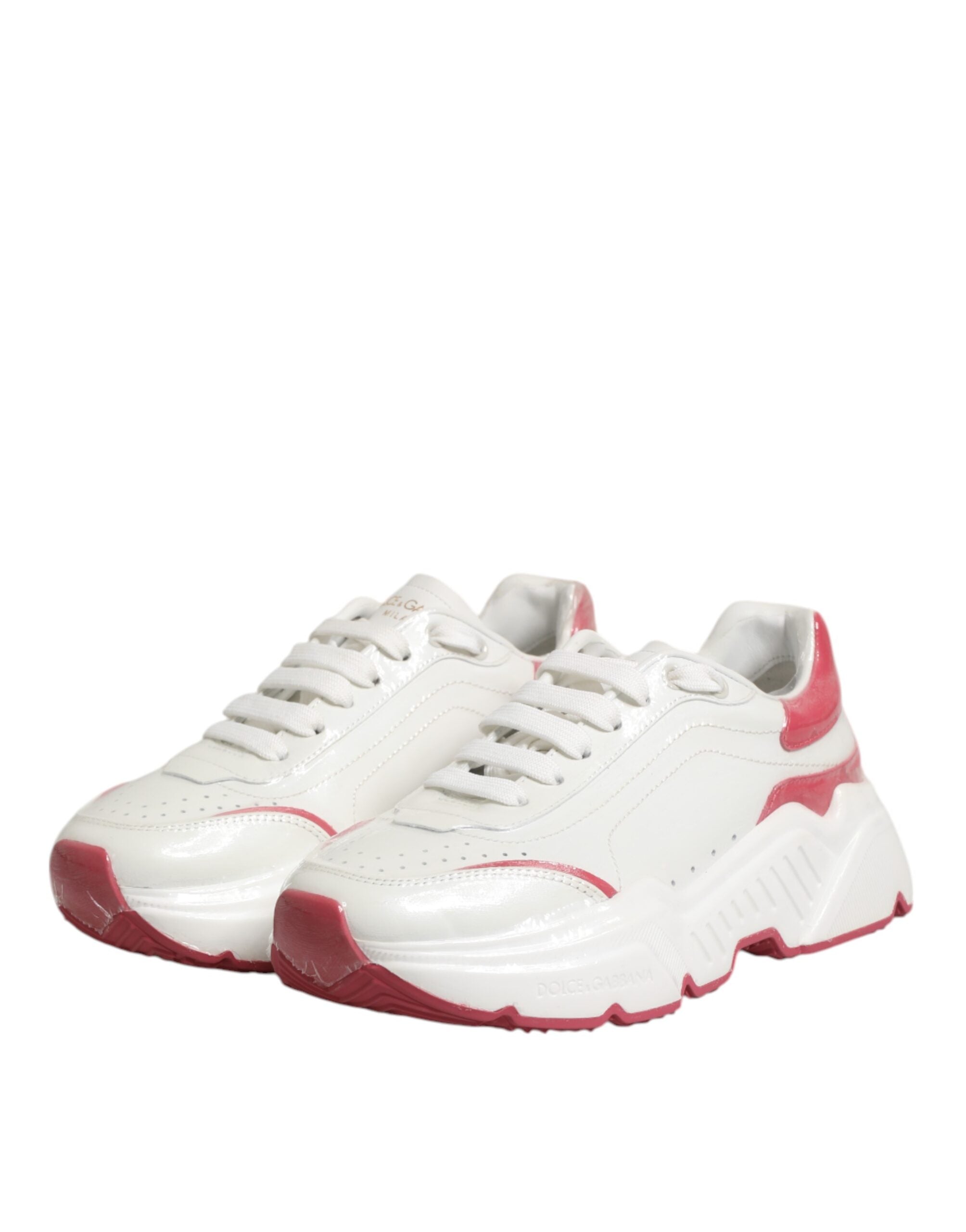 Dolce & Gabbana White Pink Daymaster Low Top Sneakers Shoes Glam Steals