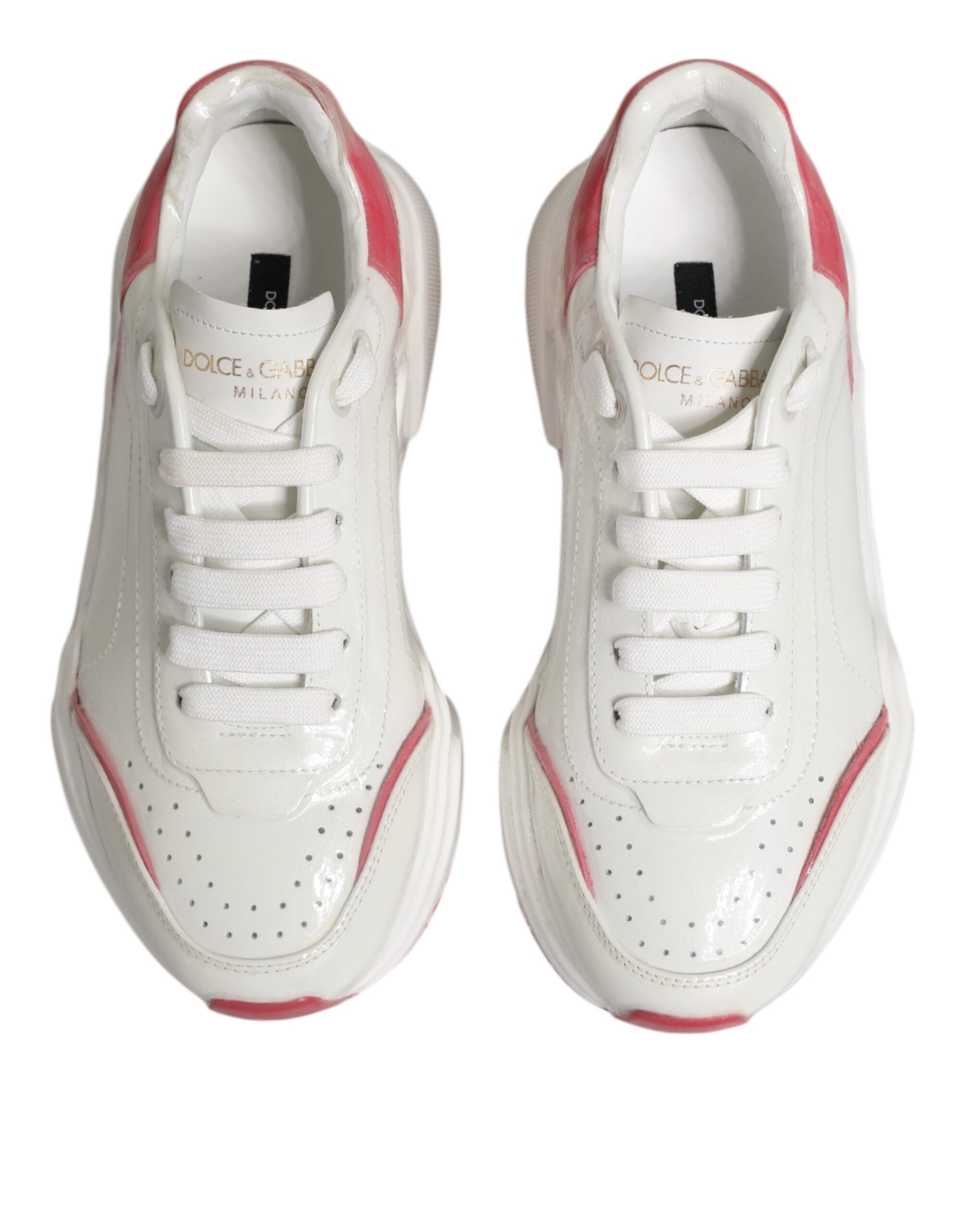 Dolce & Gabbana White Pink Daymaster Low Top Sneakers Shoes Glam Steals