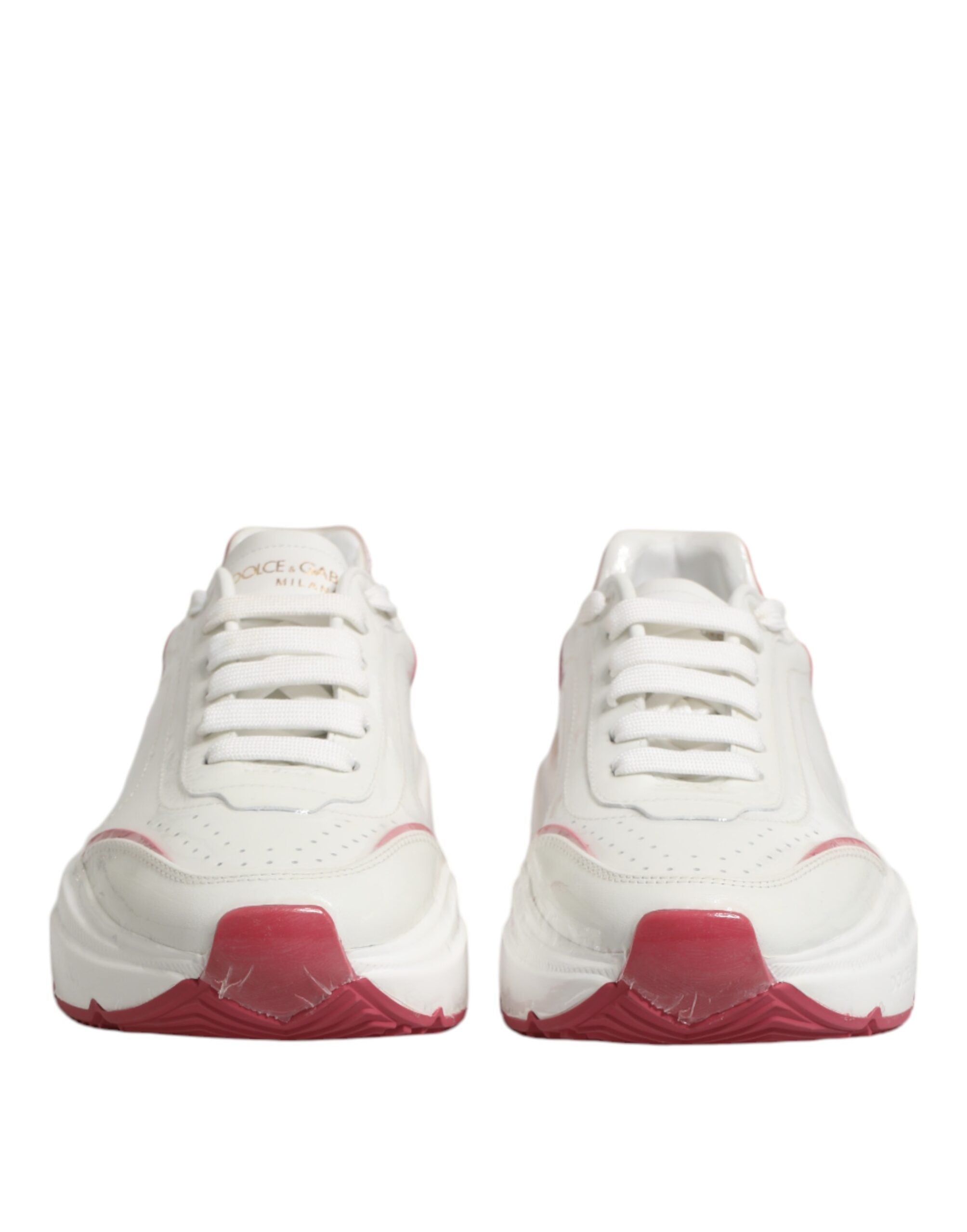 Dolce & Gabbana White Pink Daymaster Low Top Sneakers Shoes Glam Steals