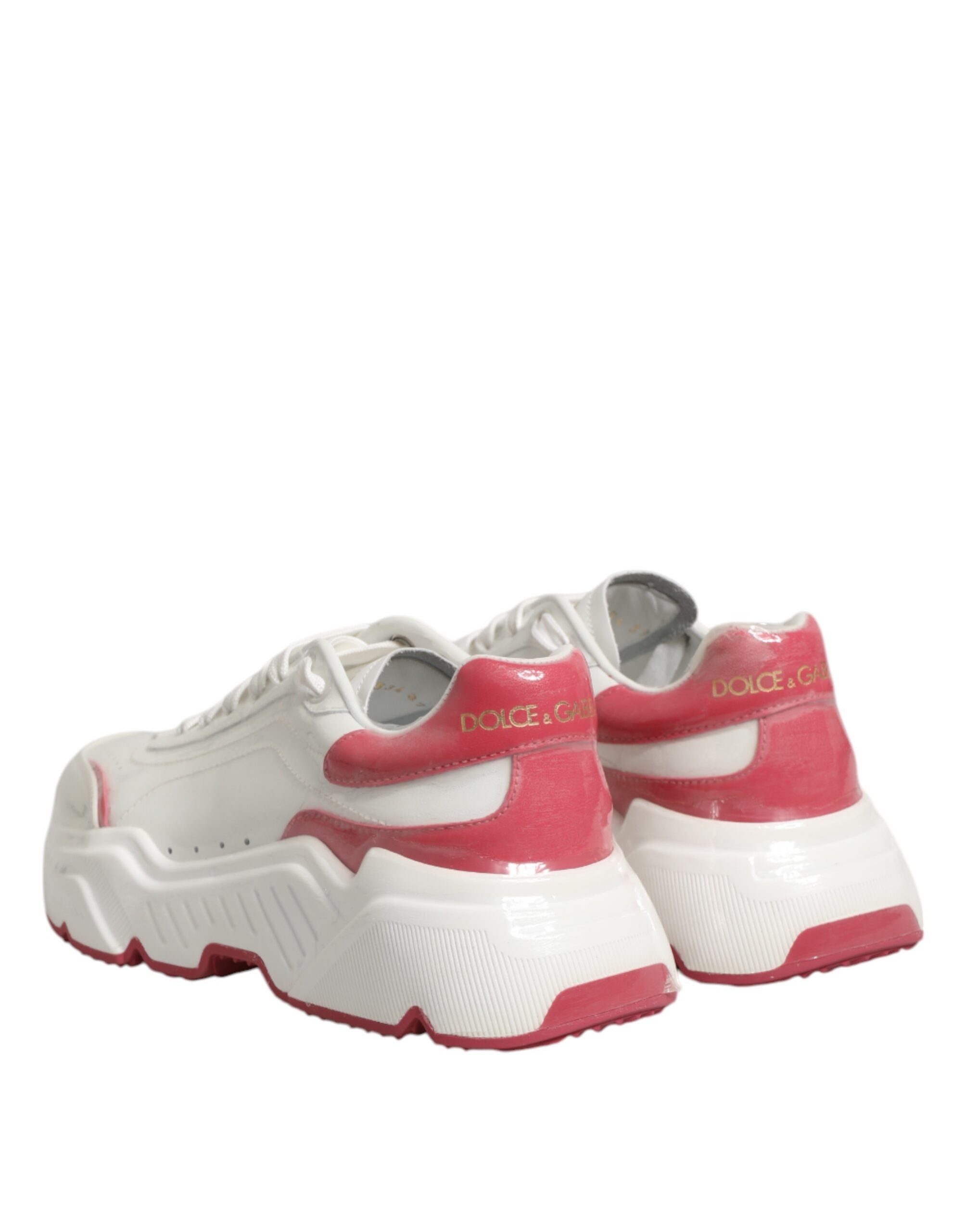 Dolce & Gabbana White Pink Daymaster Low Top Sneakers Shoes Glam Steals