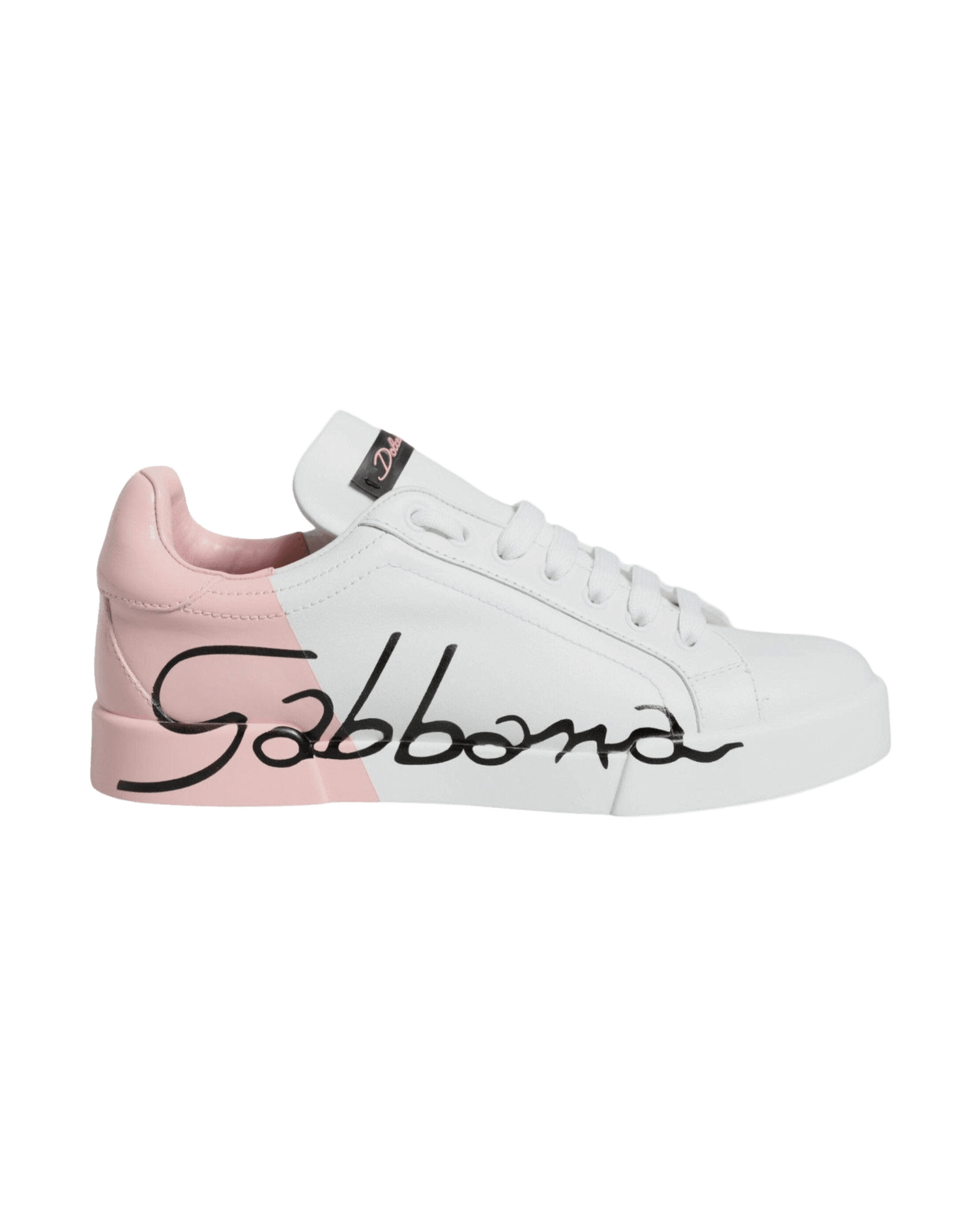 Dolce & Gabbana White Pink Portofino Low Top Sneakers Shoes Glam Steals