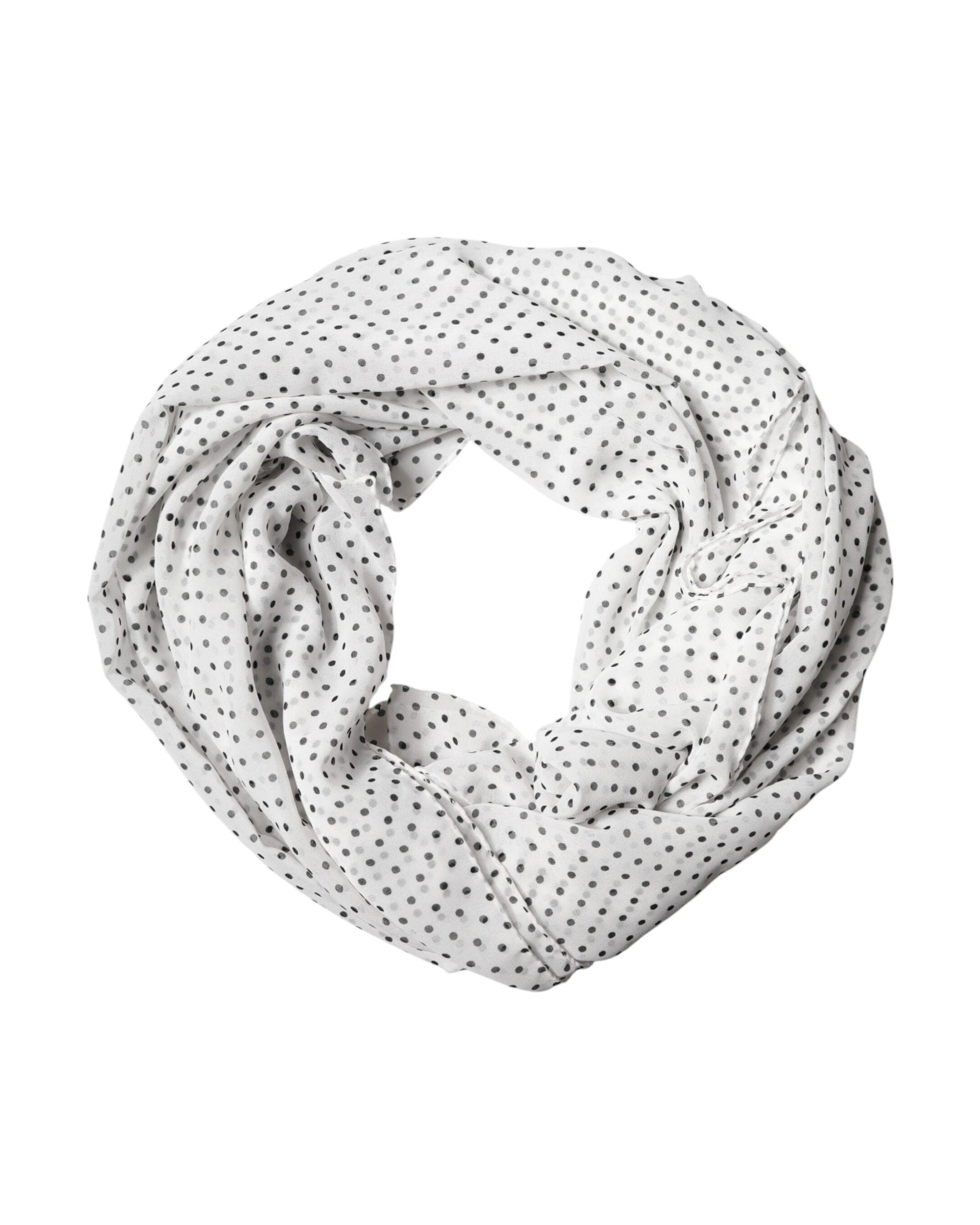 Dolce & Gabbana White Polyester Polka Dot Shawl Scarf Glam Steals