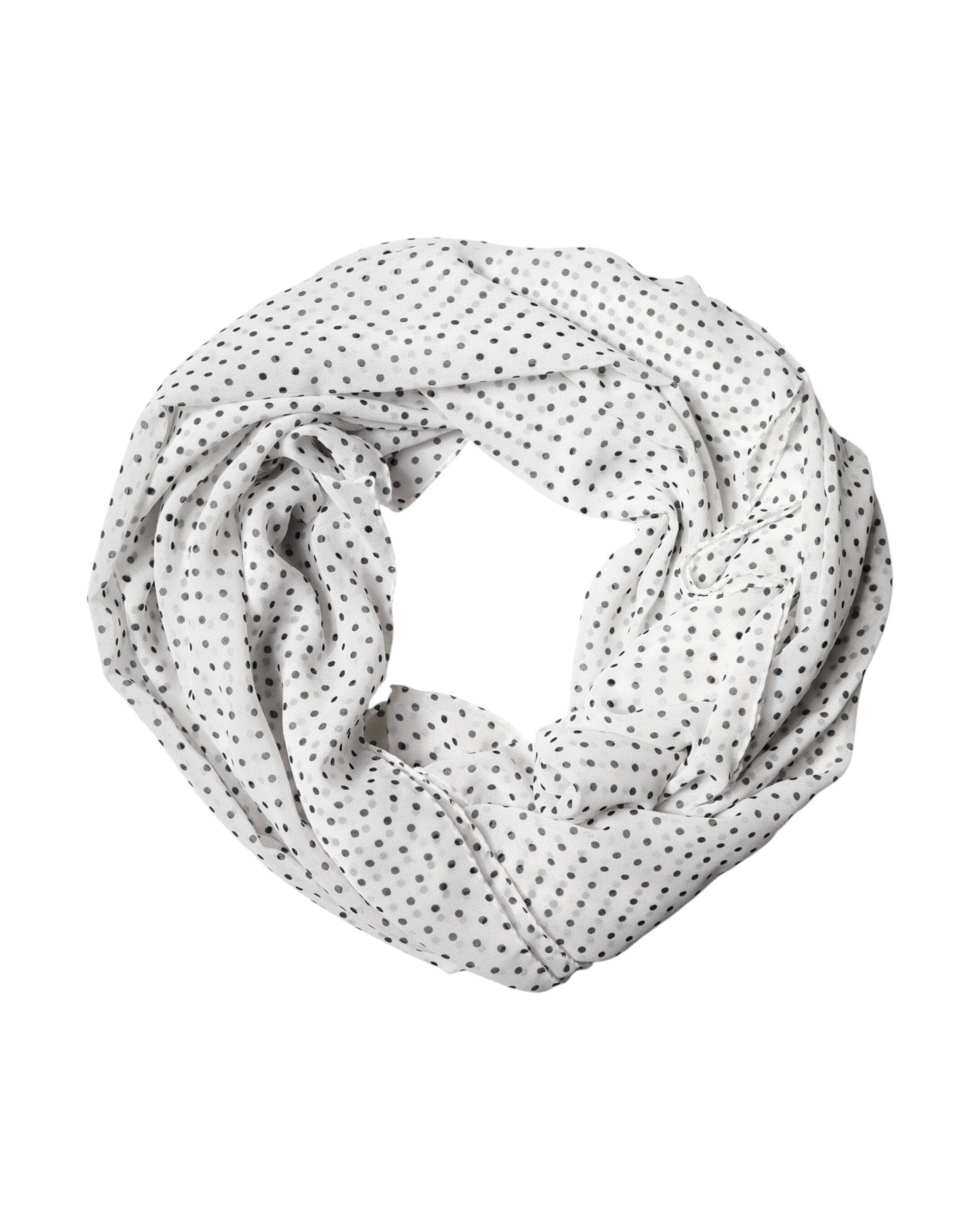 Dolce & Gabbana White Polyester Polka Dot Shawl Scarf Scarves & Shawls