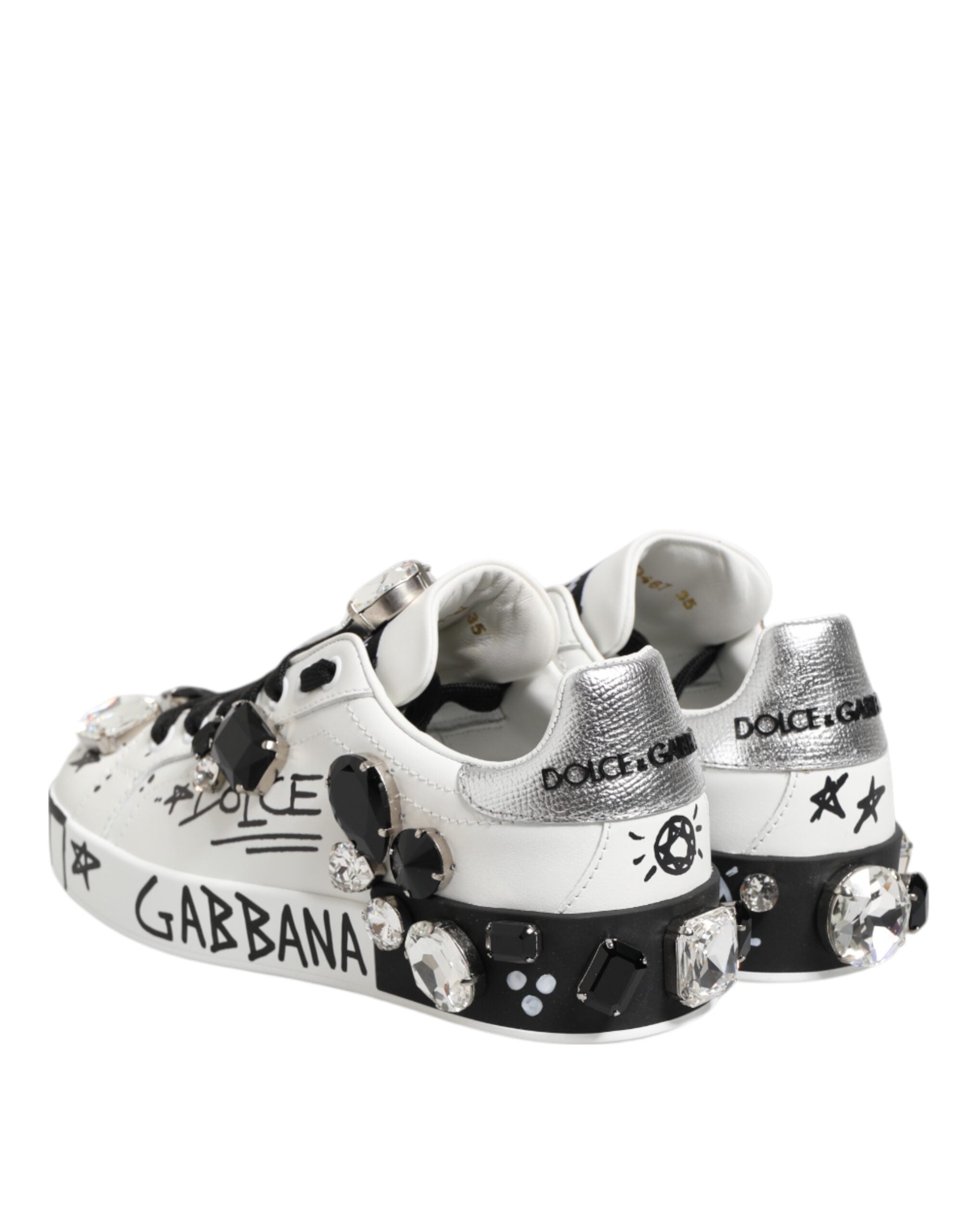 Dolce & Gabbana White Portofino Crystal Sneakers Shoes Glam Steals