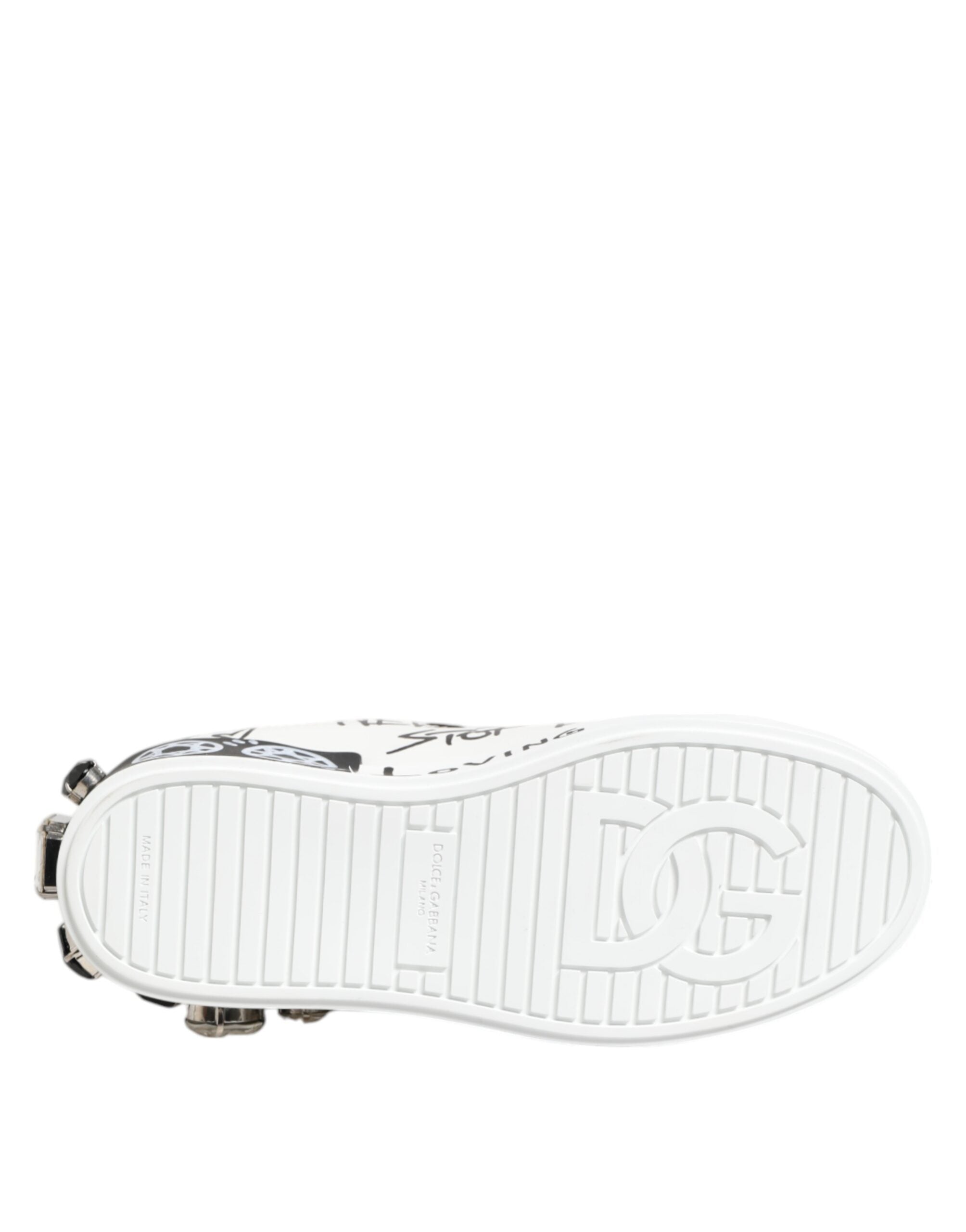 Dolce & Gabbana White Portofino Crystal Sneakers Shoes Glam Steals
