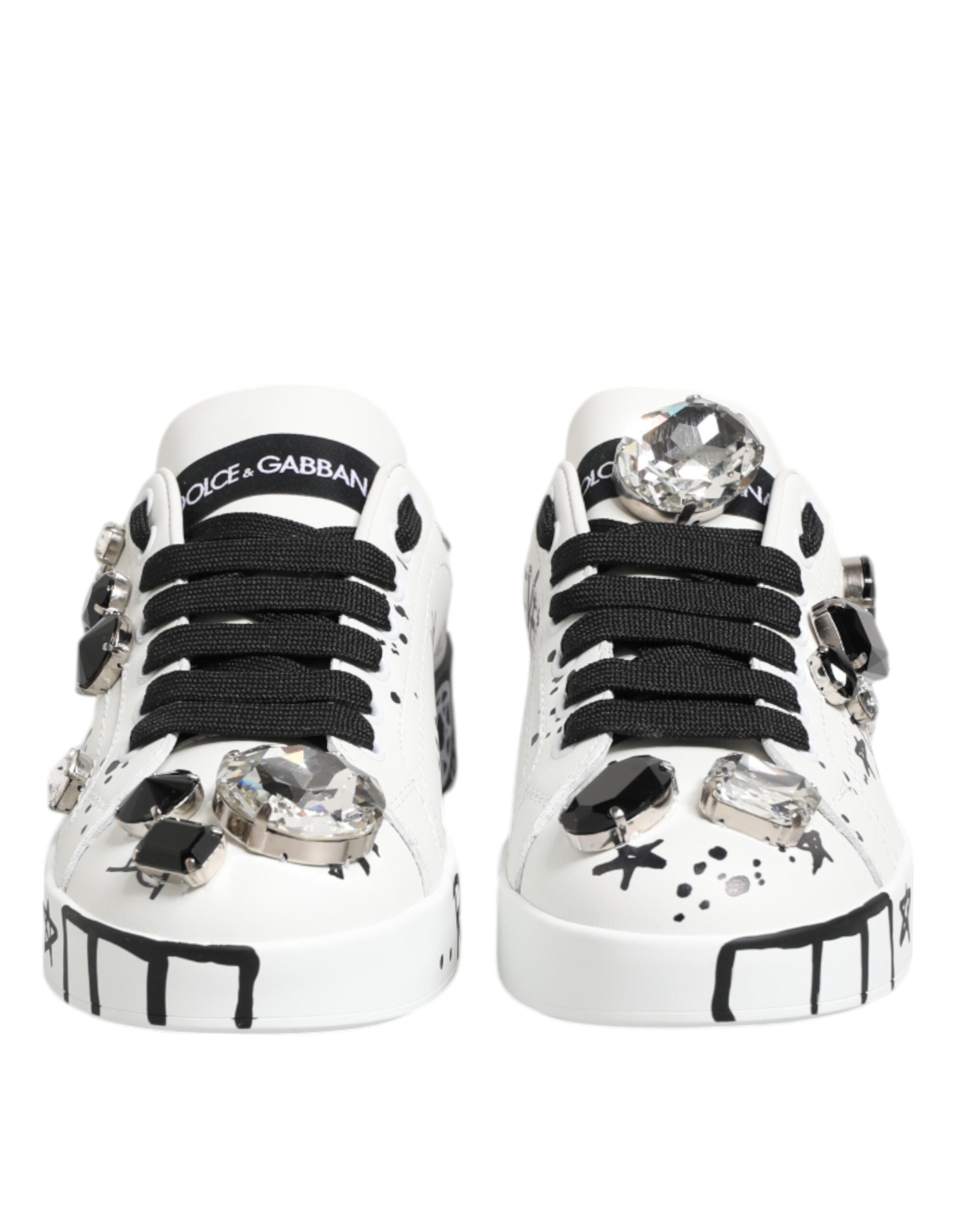 Dolce & Gabbana White Portofino Crystal Sneakers Shoes Glam Steals