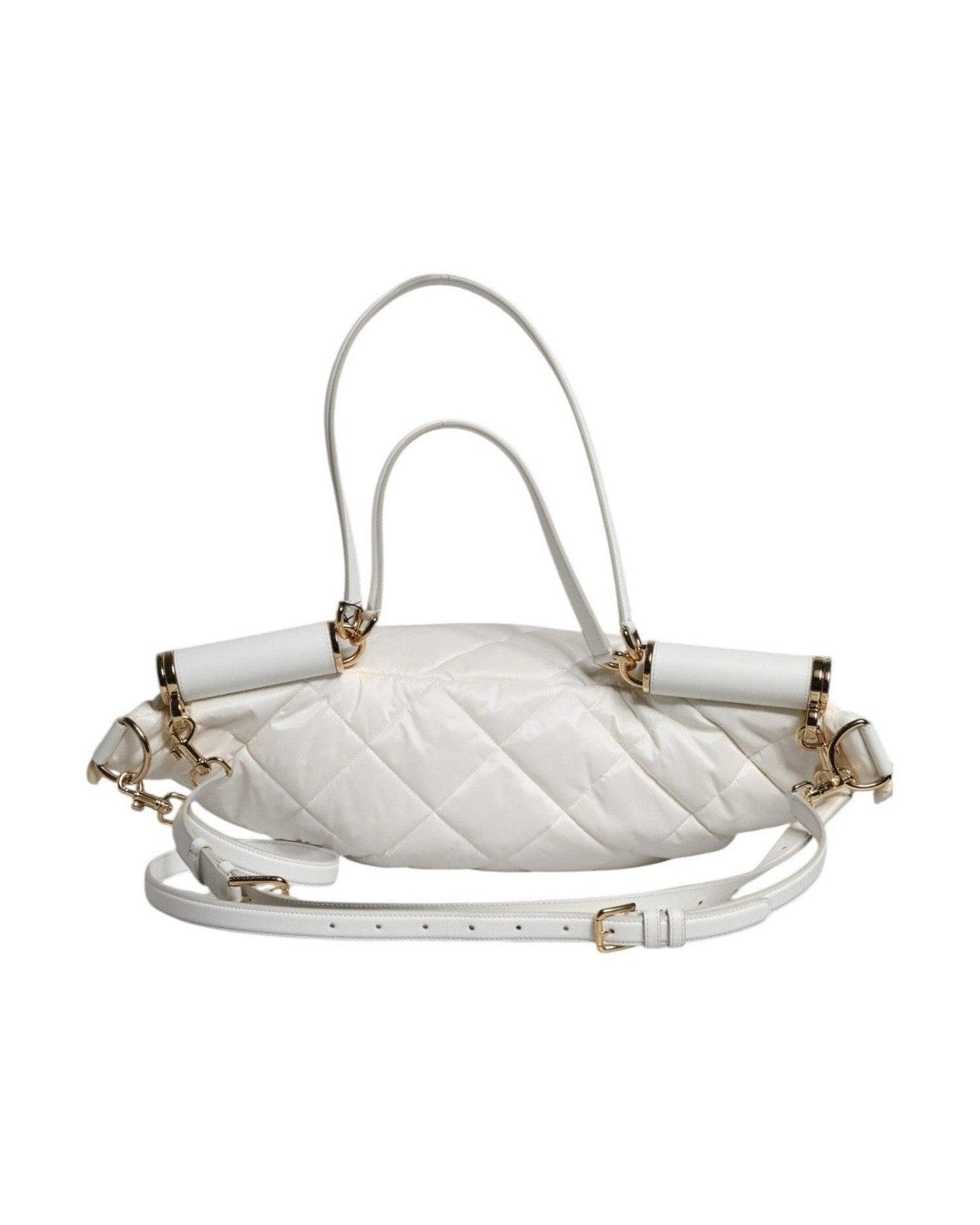 Dolce & Gabbana White Quilted Logo Plaque Belt Waist Fanny Pack Bag Glam Steals