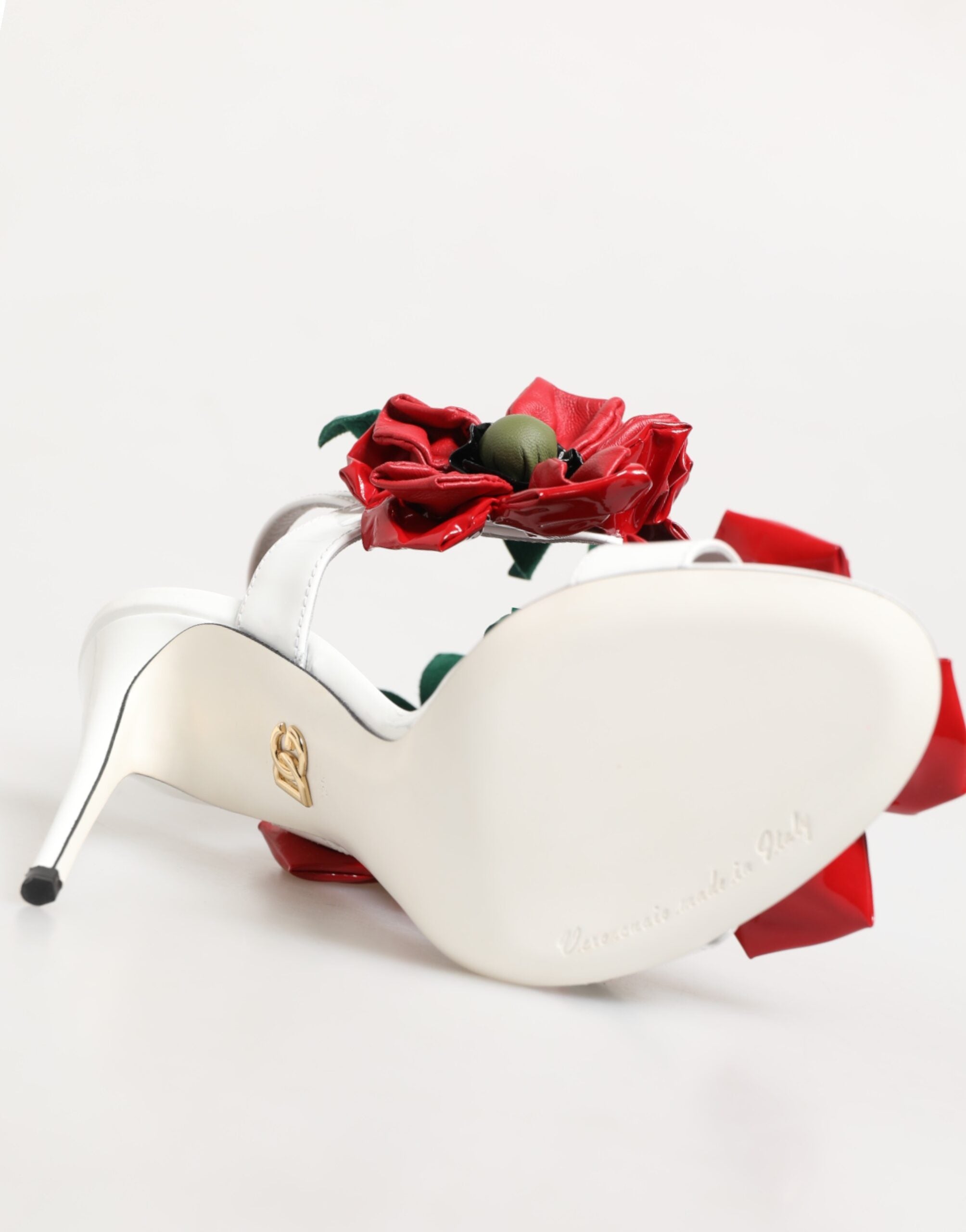Dolce & Gabbana White Red Floral Detailing Sandals Shoes Glam Steals