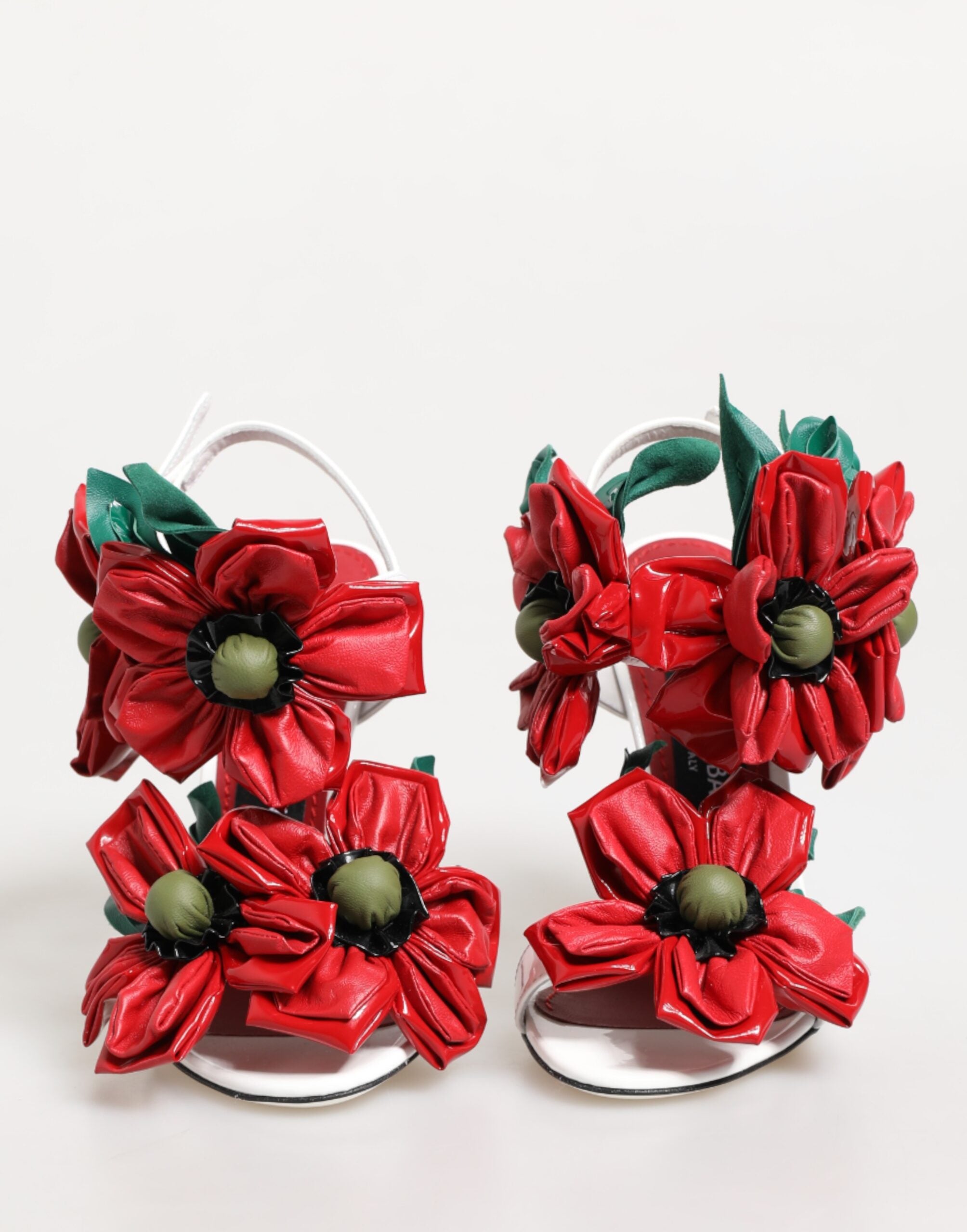 Dolce & Gabbana White Red Floral Detailing Sandals Shoes Glam Steals