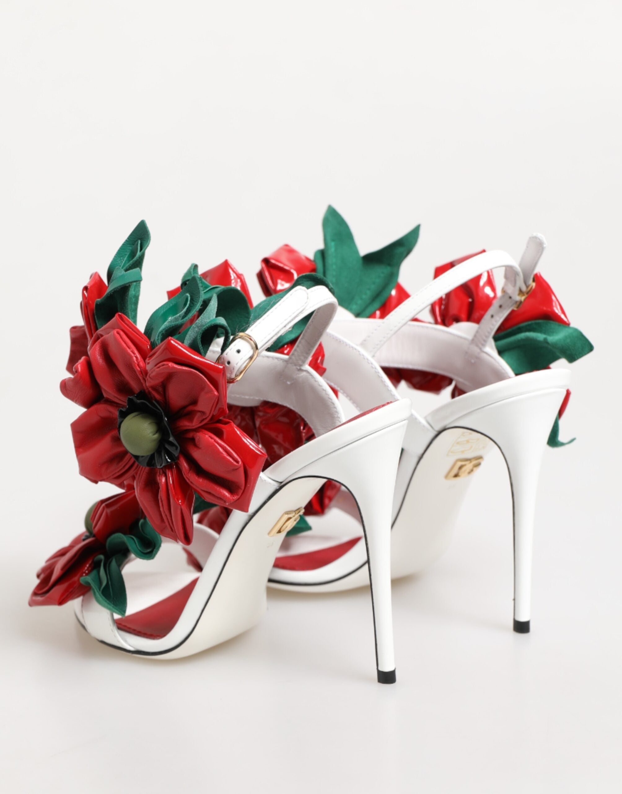 Dolce & Gabbana White Red Floral Detailing Sandals Shoes Glam Steals
