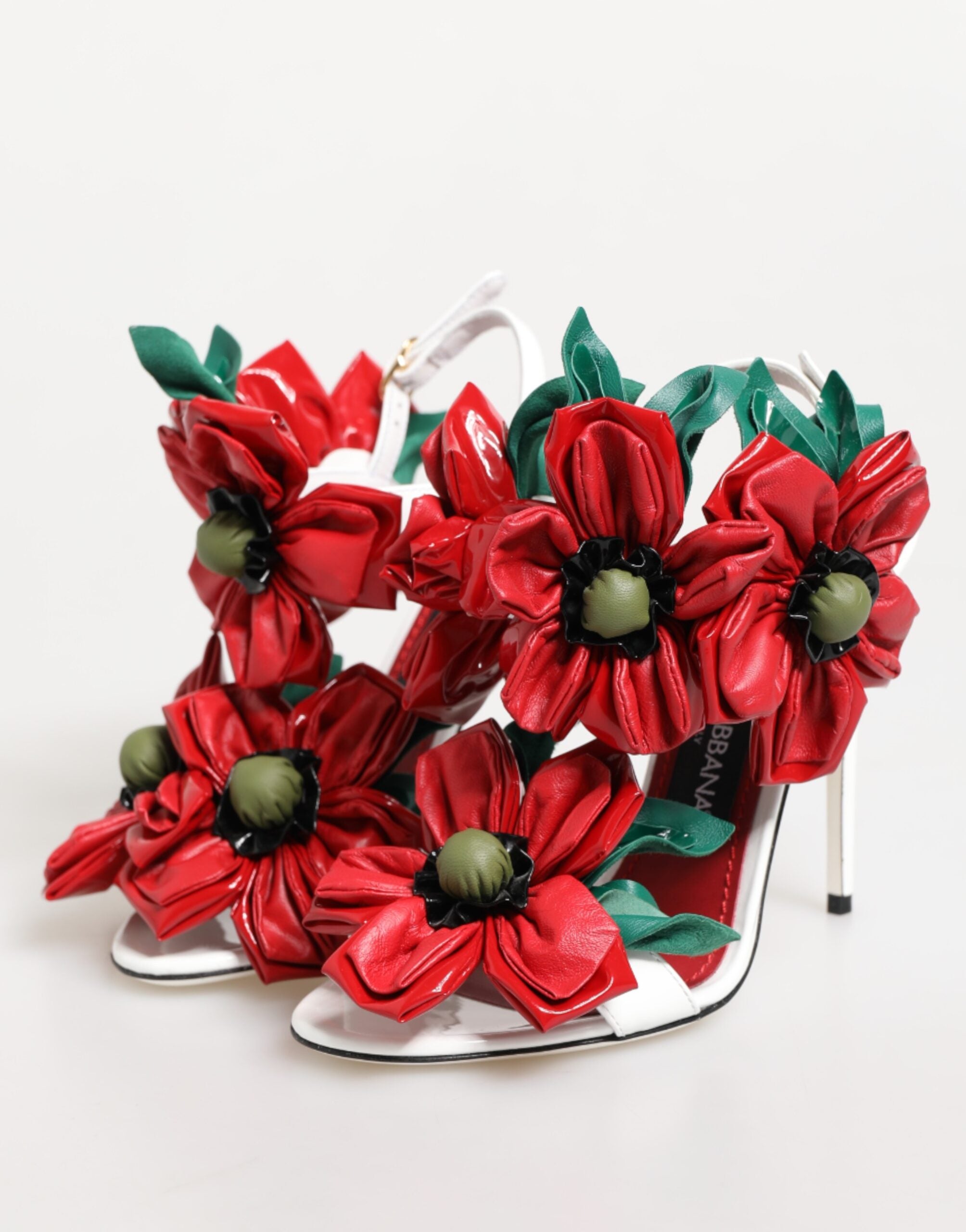 Dolce & Gabbana White Red Floral Detailing Sandals Shoes Glam Steals
