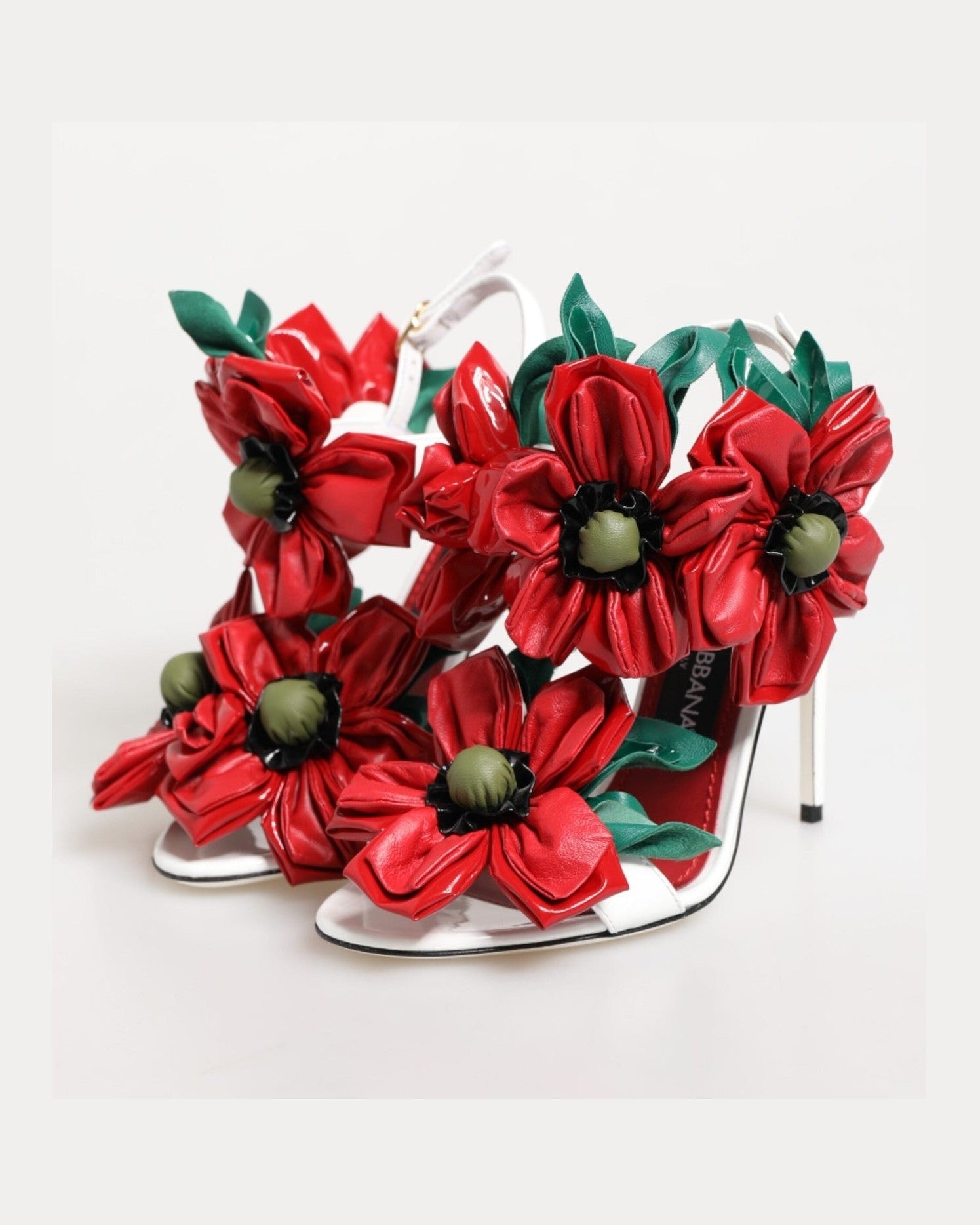 Dolce & Gabbana White Red Floral Detailing Sandals Shoes Glam Steals
