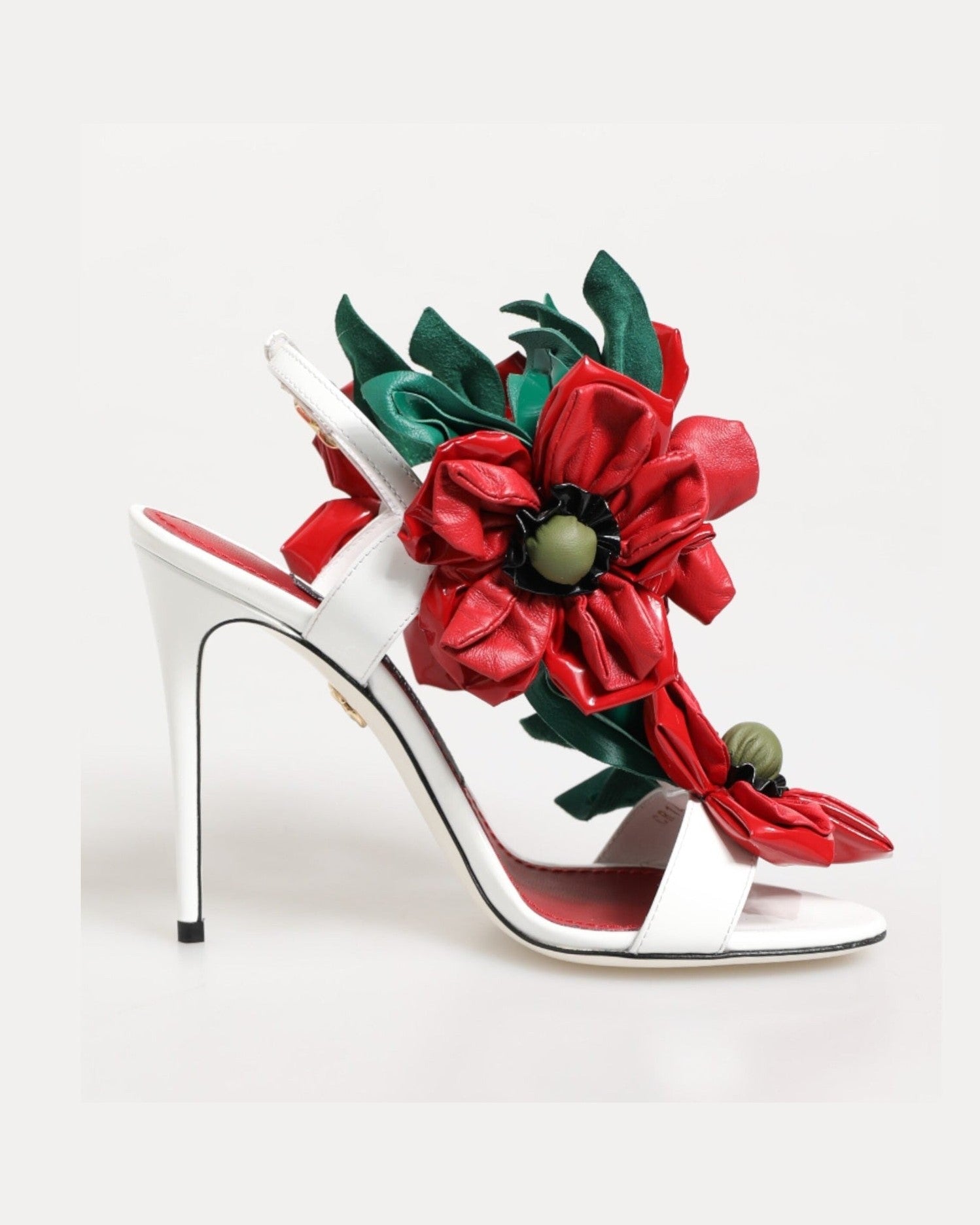 Dolce & Gabbana White Red Floral Detailing Sandals Shoes Glam Steals