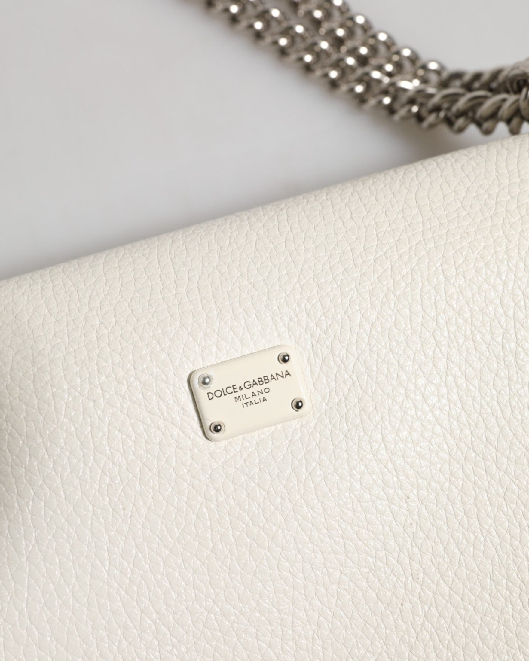 Dolce & Gabbana White Rosalia Small Calfskin Chain Shoulder Strap Bag Glam Steals