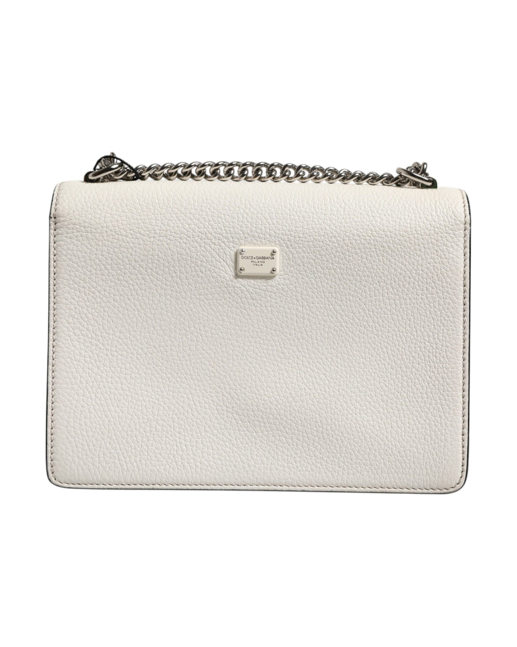 Dolce & Gabbana White Rosalia Small Calfskin Chain Shoulder Strap Bag Glam Steals