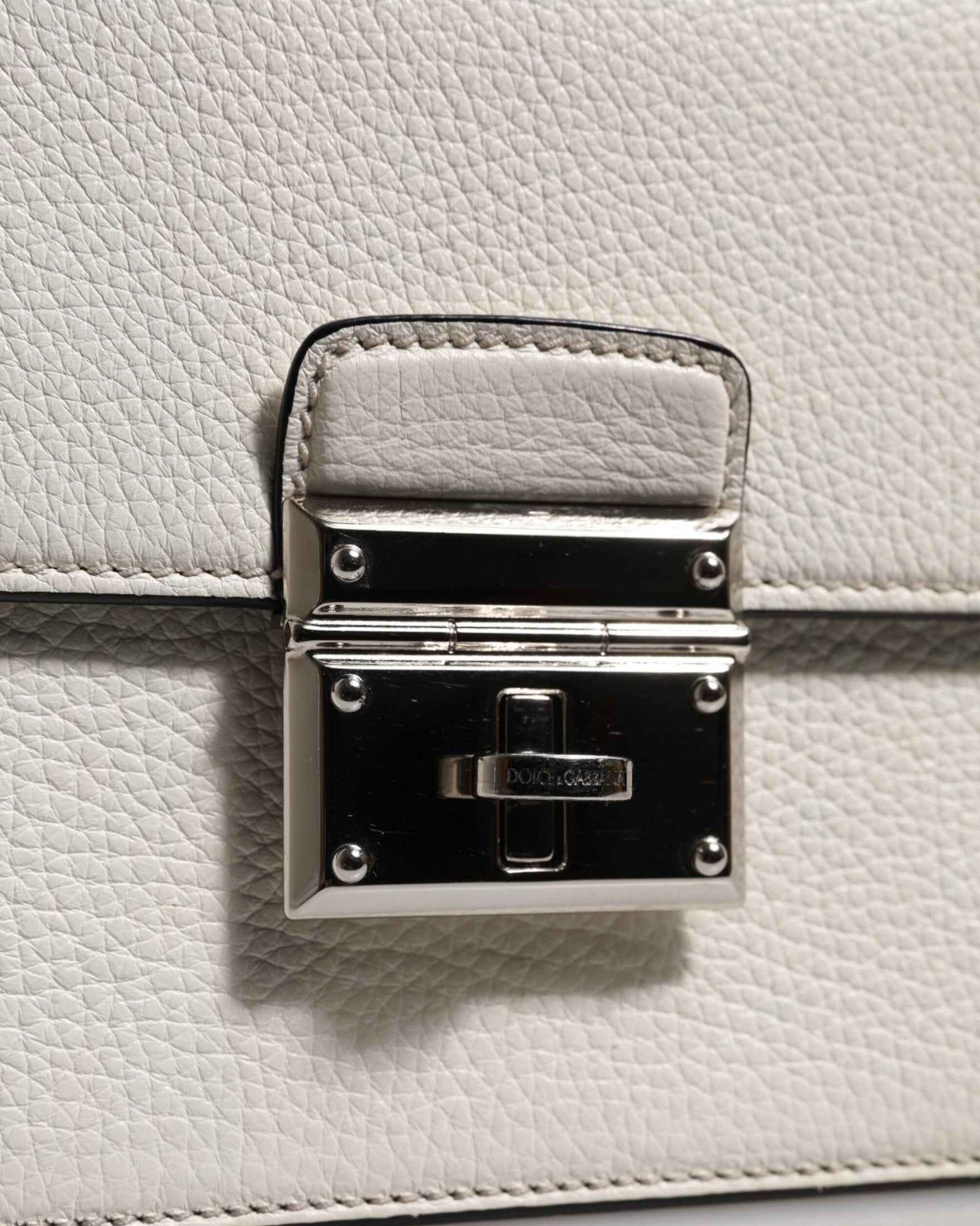 Dolce & Gabbana White Rosalia Small Calfskin Chain Shoulder Strap Bag Glam Steals
