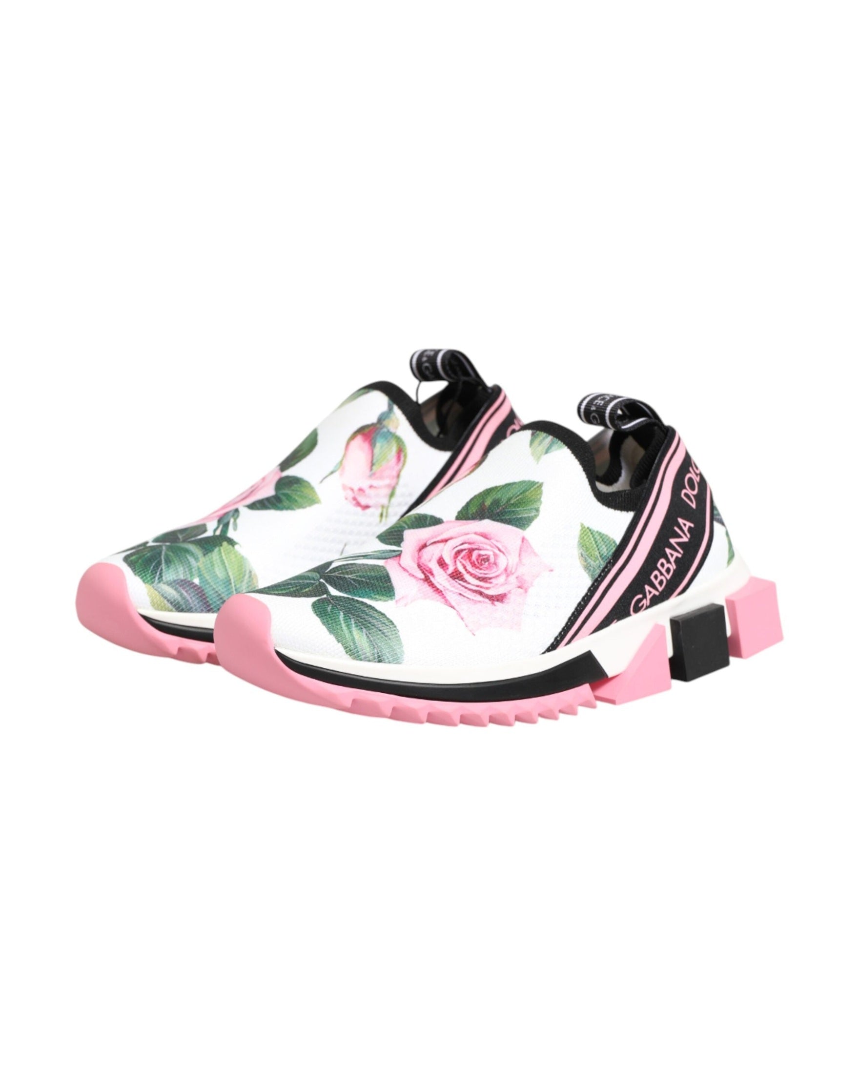Dolce & Gabbana White Rose Print Sorrento Sneakers Glam Steals
