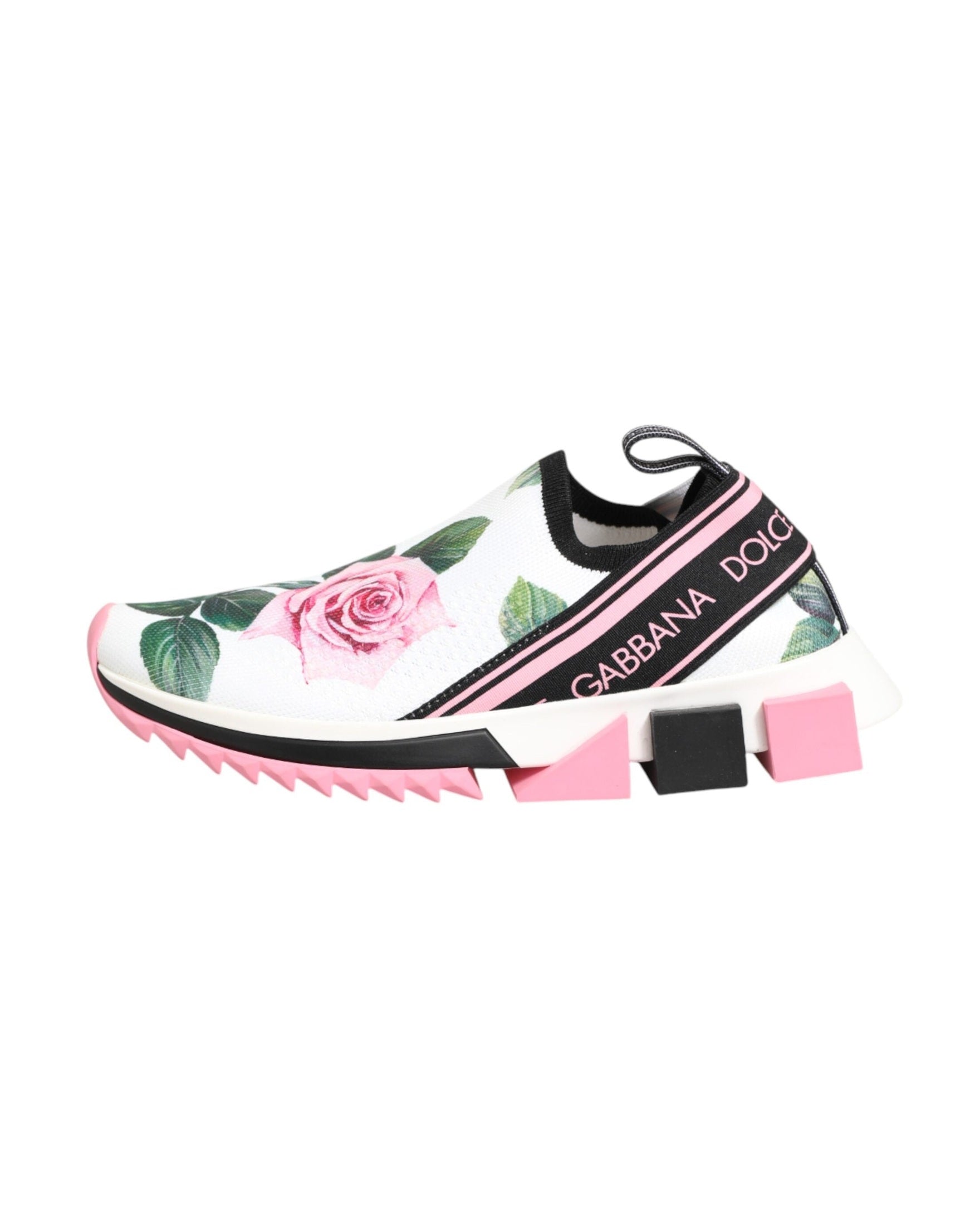 Dolce & Gabbana White Rose Print Sorrento Sneakers Glam Steals