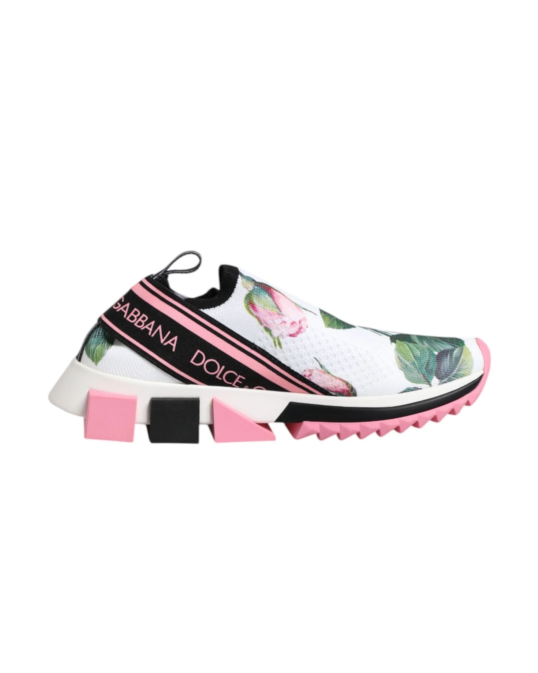Dolce & Gabbana White Rose Print Sorrento Sneakers Shoes Sneakers