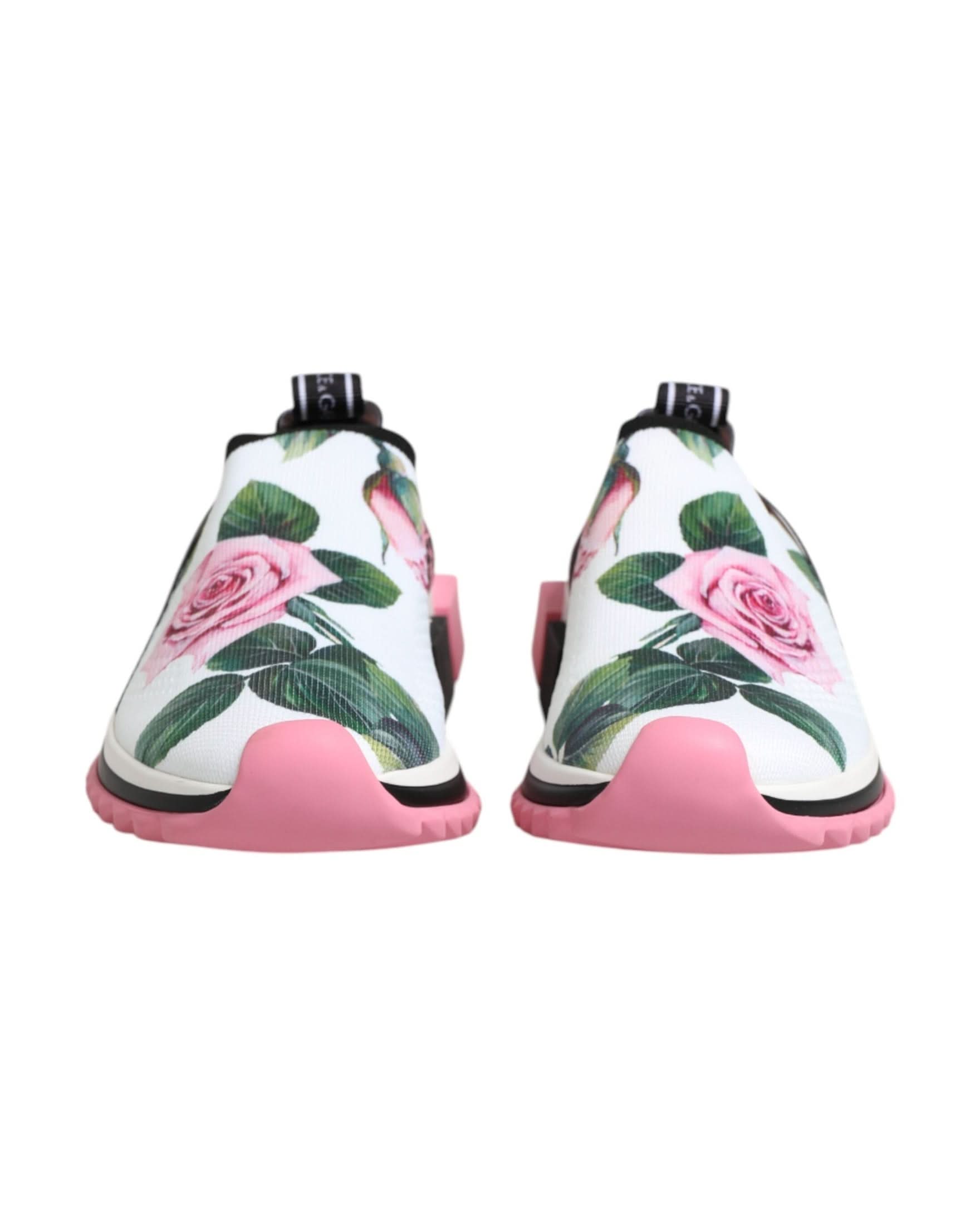 Dolce & Gabbana White Rose Print Sorrento Sneakers Shoes Sneakers