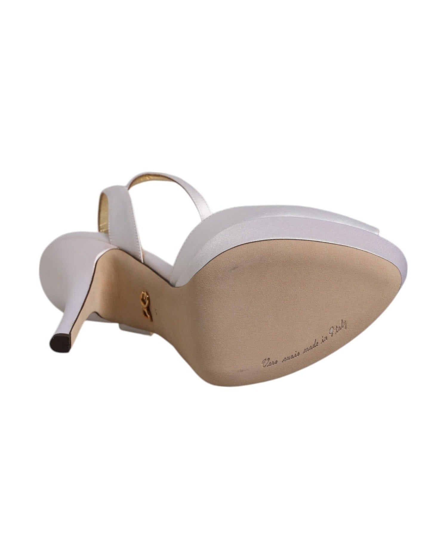 Dolce & Gabbana White Satin Platform Heels Sandals Shoes Heels