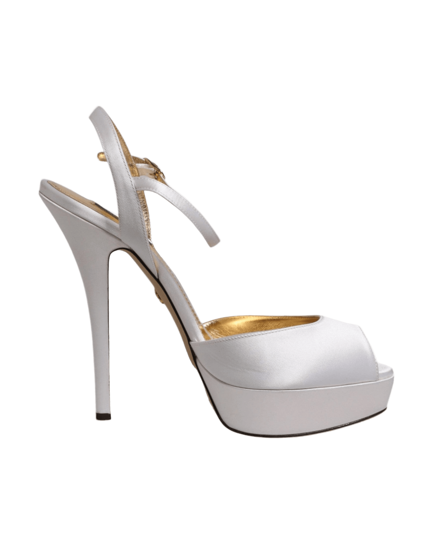 Dolce & Gabbana White Satin Platform Heels Sandals Shoes Heels