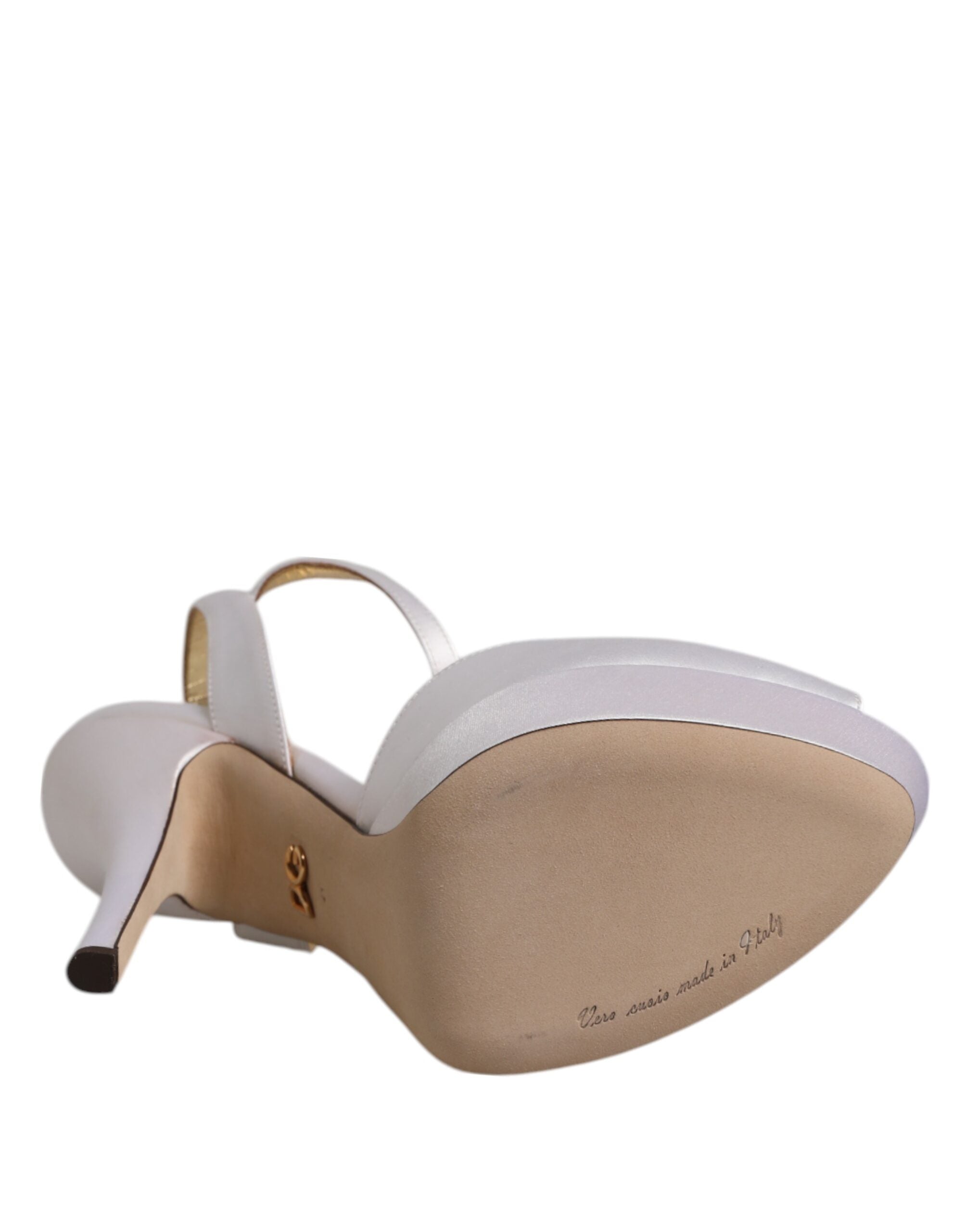 Dolce & Gabbana White Satin Platform Heels Sandals Shoes Glam Steals