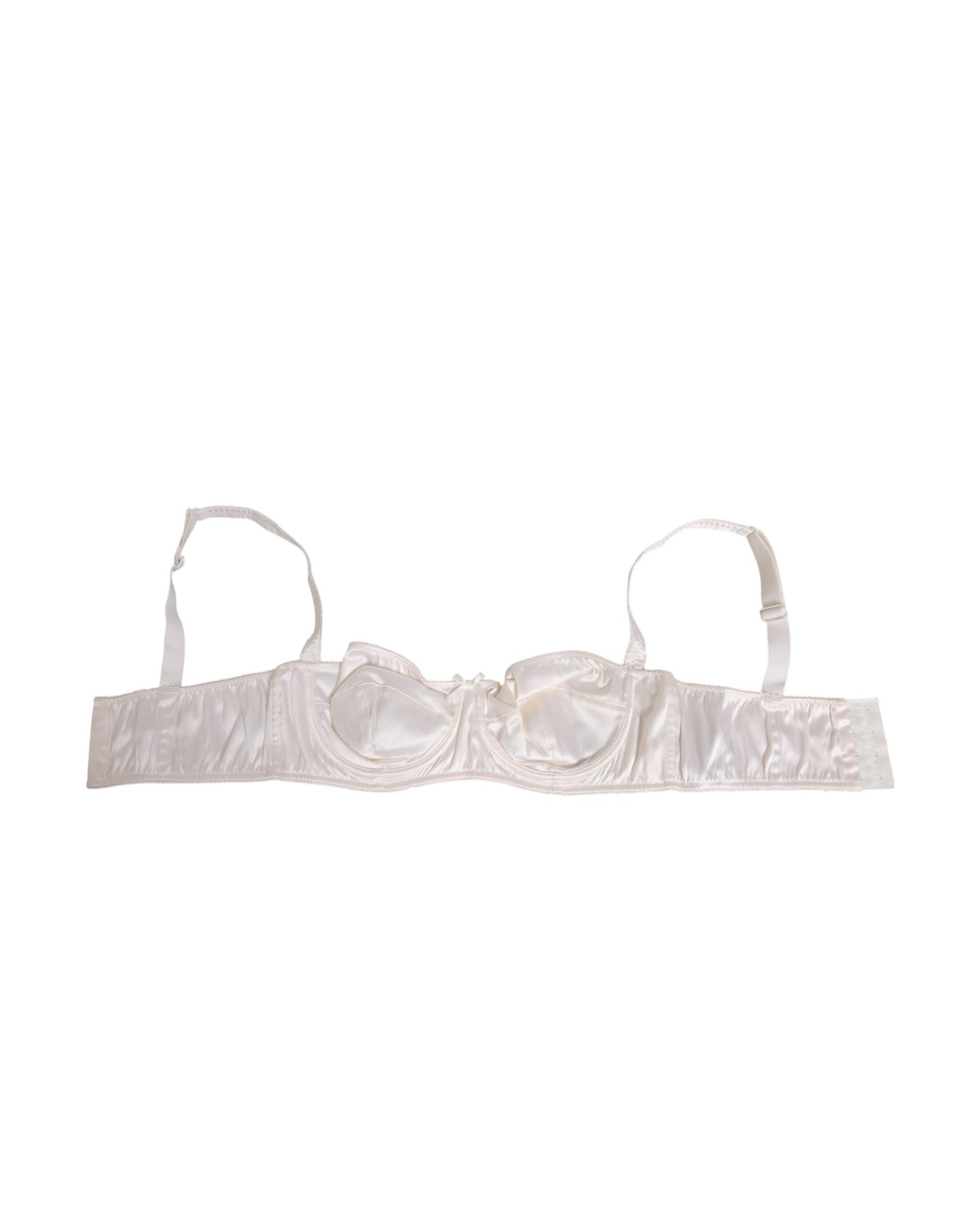 Dolce & Gabbana White Silk and Satin Balconnet Lingerie Bra Underwear Glam Steals