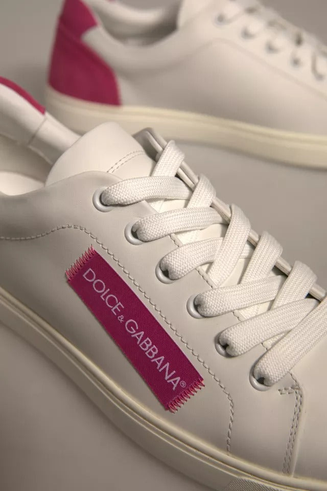 Dolce & Gabbana White Suede Leather Low Top Sneakers Shoes Glam Steals