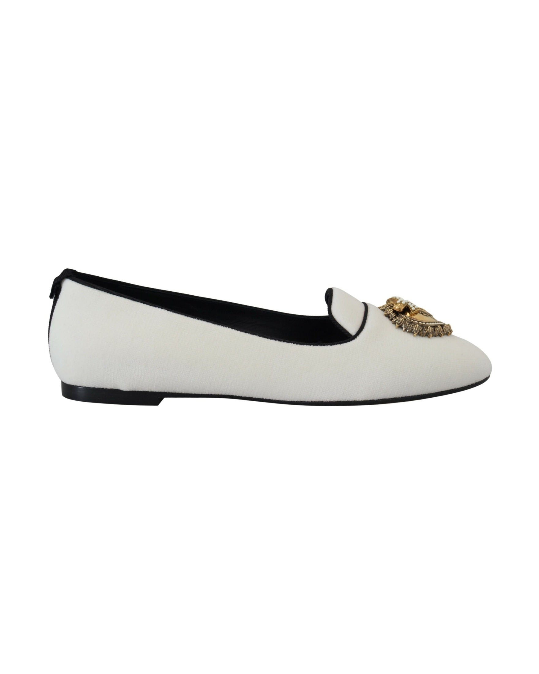Dolce & Gabbana White Velvet Slip Ons Loafers Flats Flats